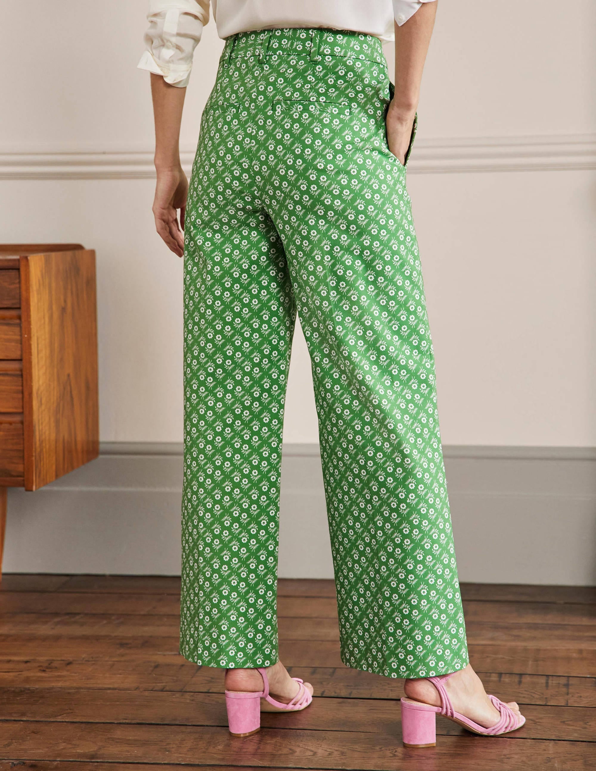 High Waisted Richmond Trousers-English Ivy, Loose Sprig - Image 3