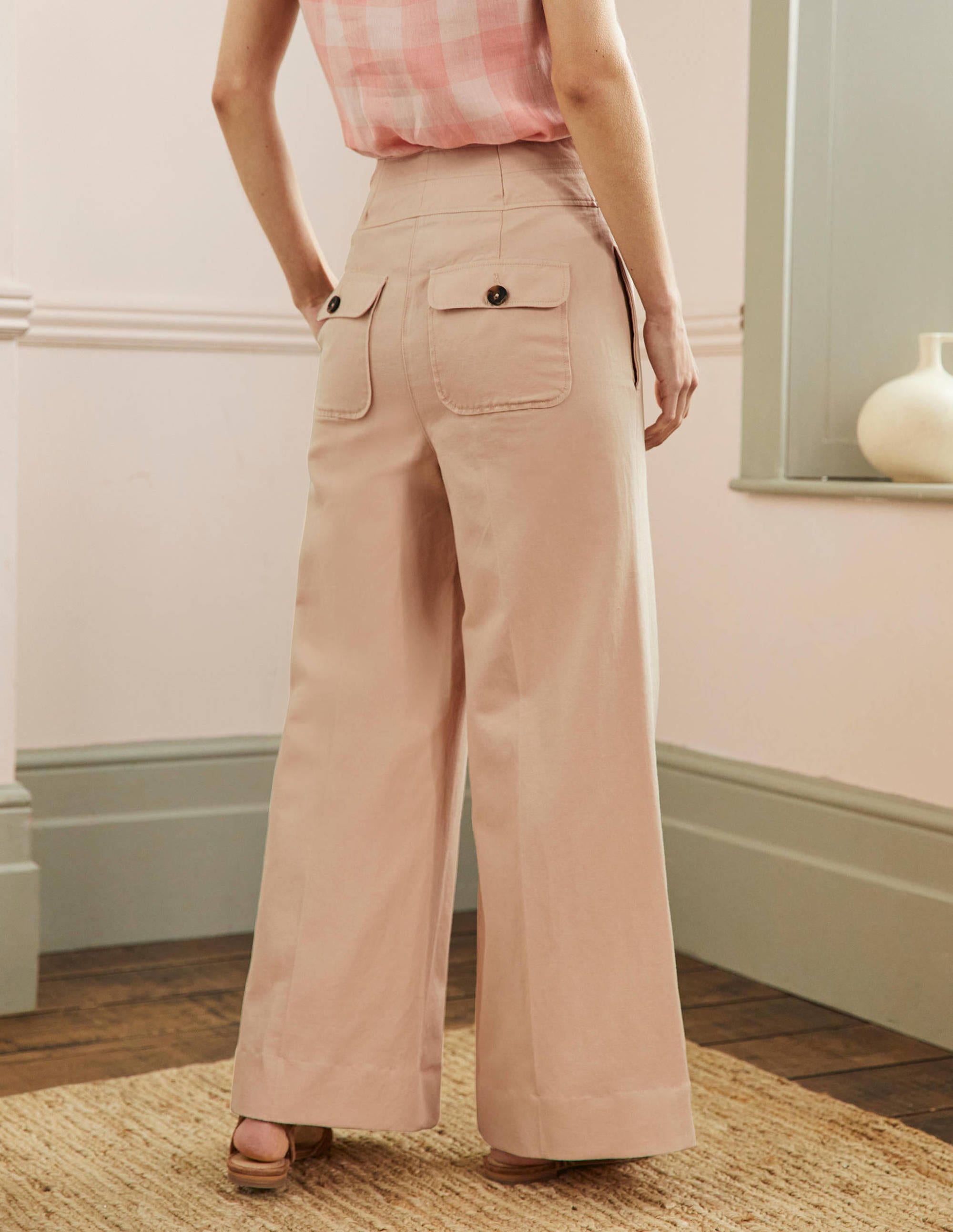 High Waist Wide Leg Trousers-Frappe - Image 3