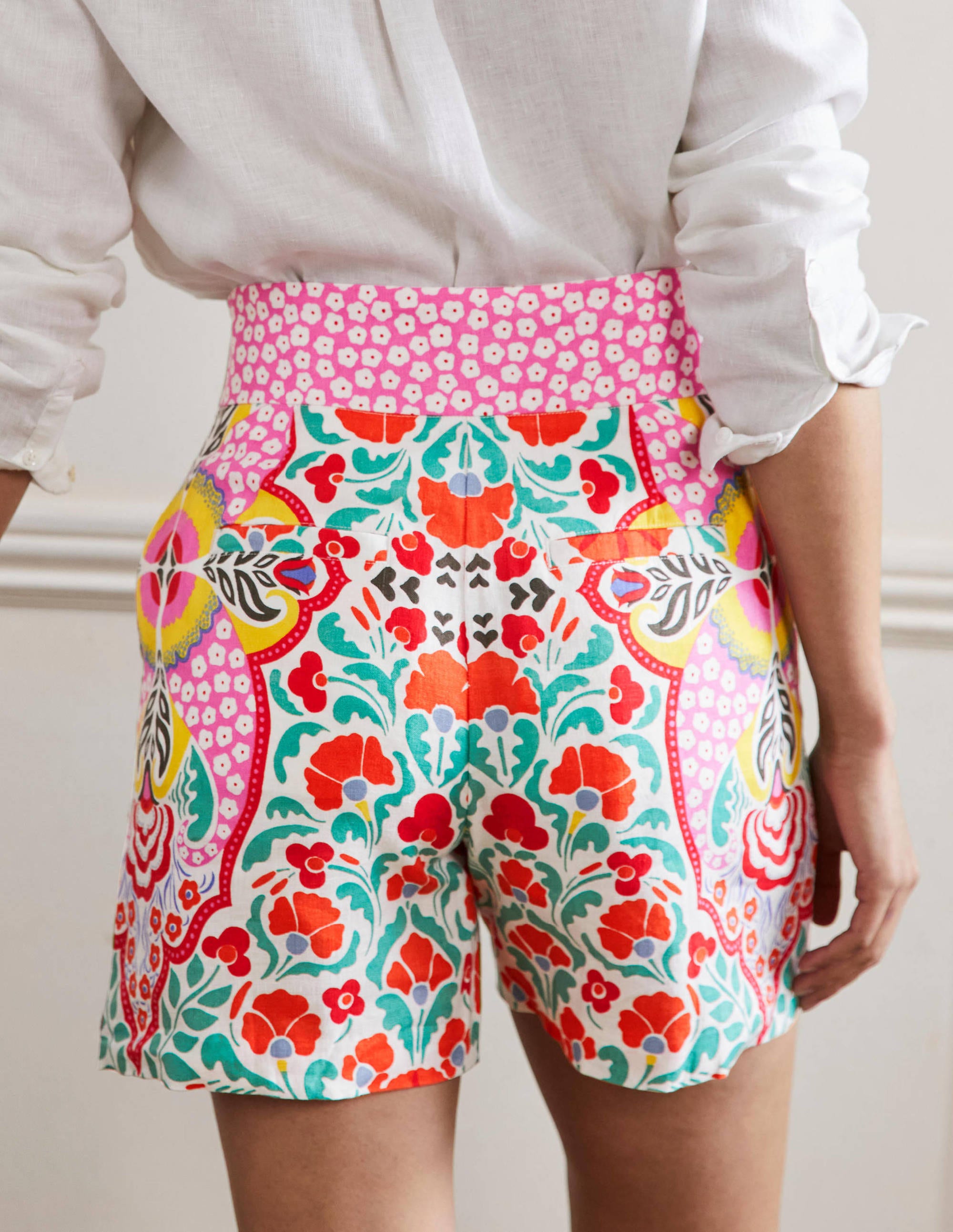 Georgina Linen Shorts-Multi, Passion Bloom - Image 9