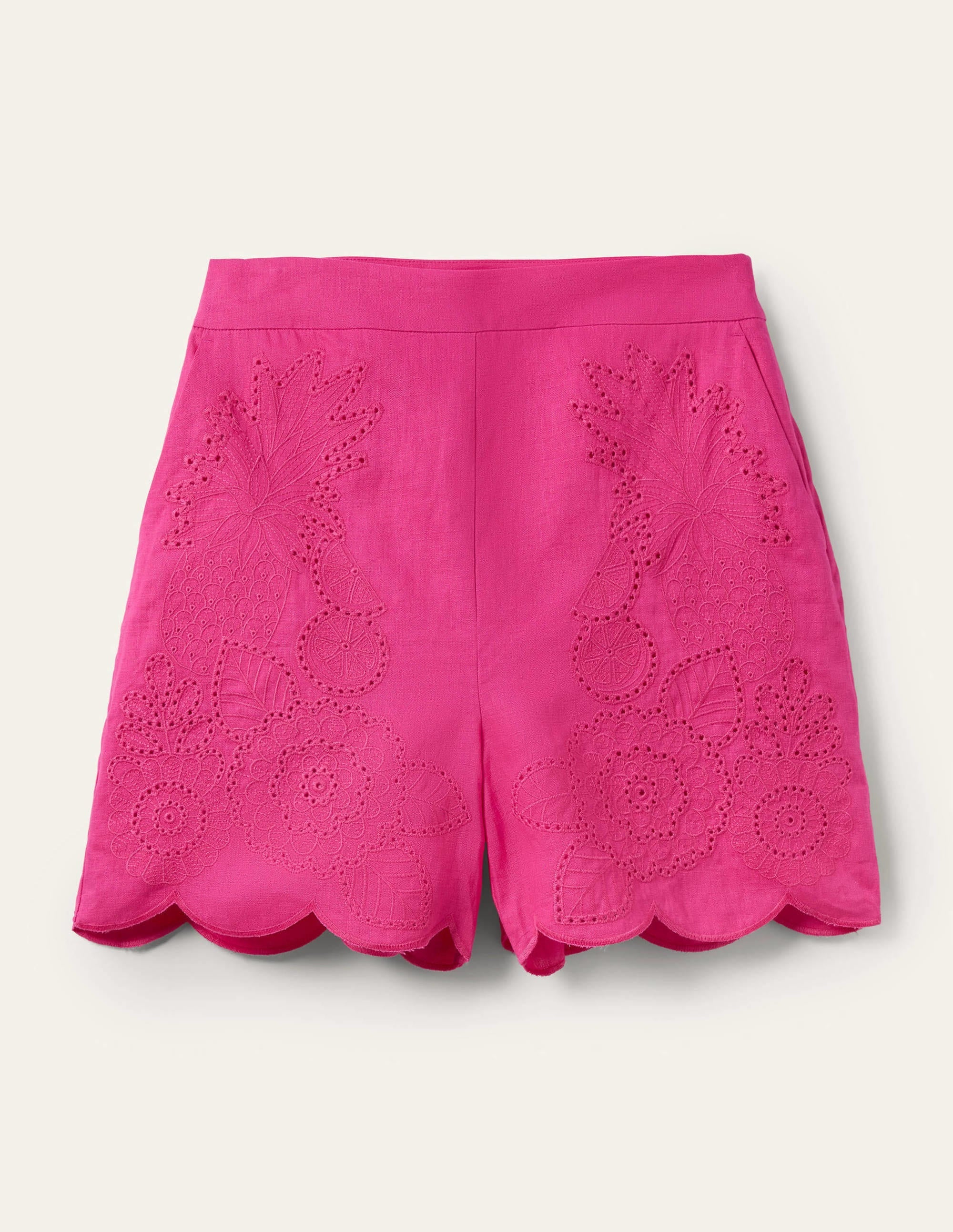 Tamsin Embroidered Shorts-Party Pink, Tropical Broderie - Image 6
