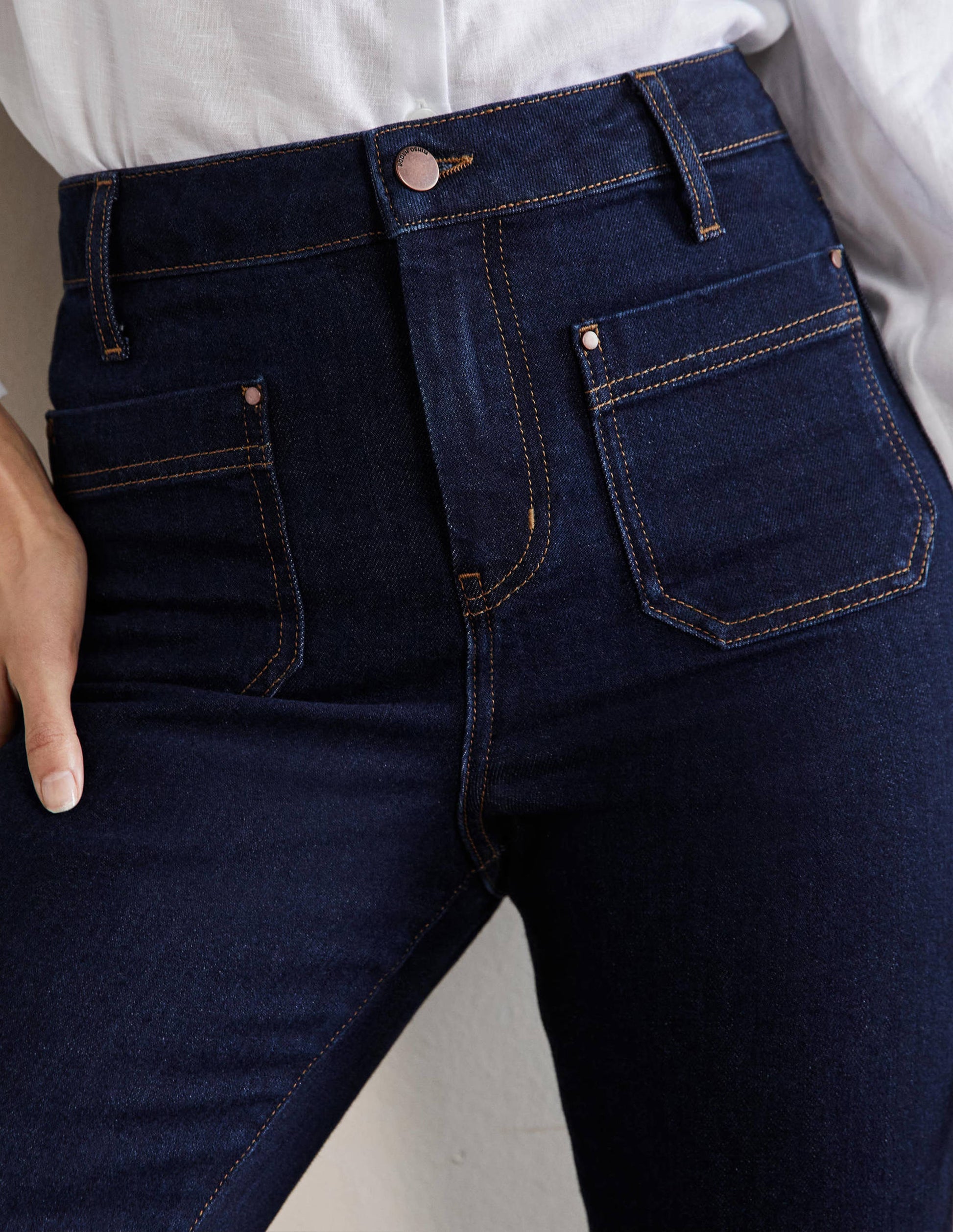 Patch Pocket Straight Jeans-Indigo-2