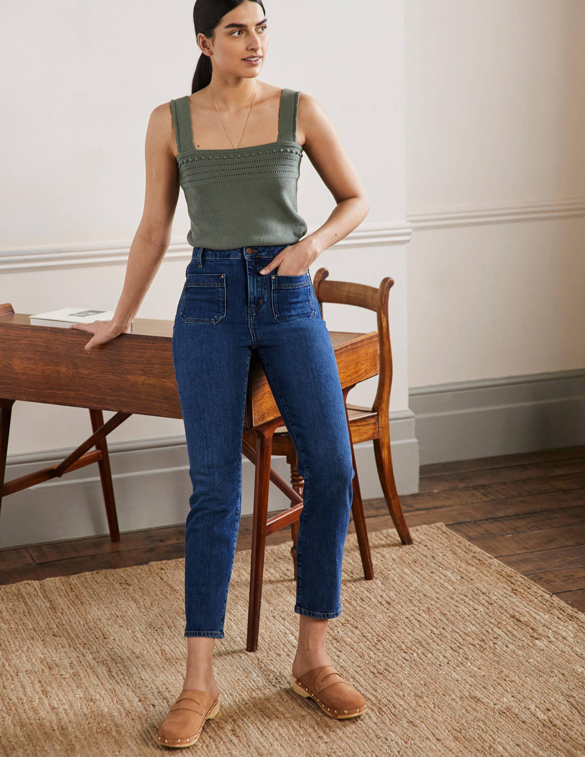 Patch Pocket Straight Jeans-Mid Vintage - Image 1