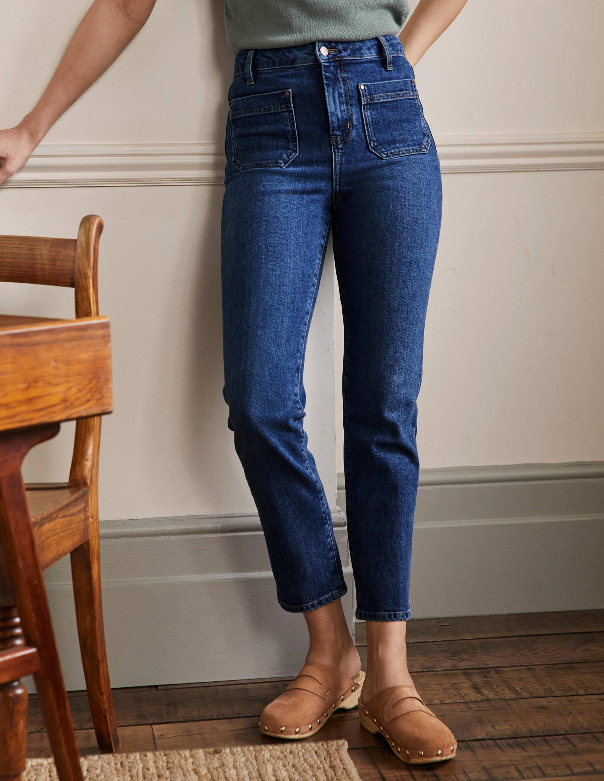 Patch Pocket Straight Jeans-Mid Vintage - Image 4