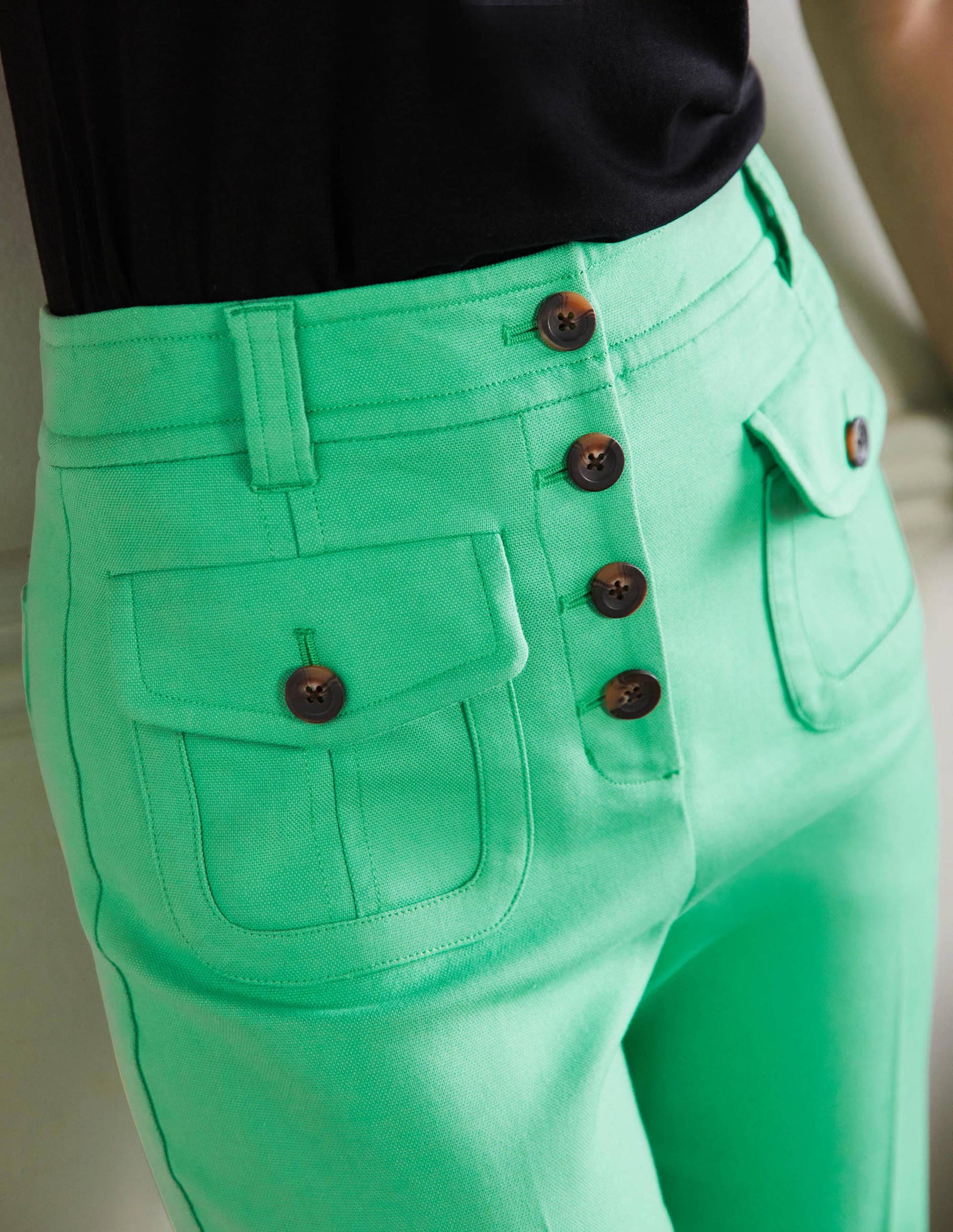 Carrie High Waisted Trousers-Green Lagoon-2