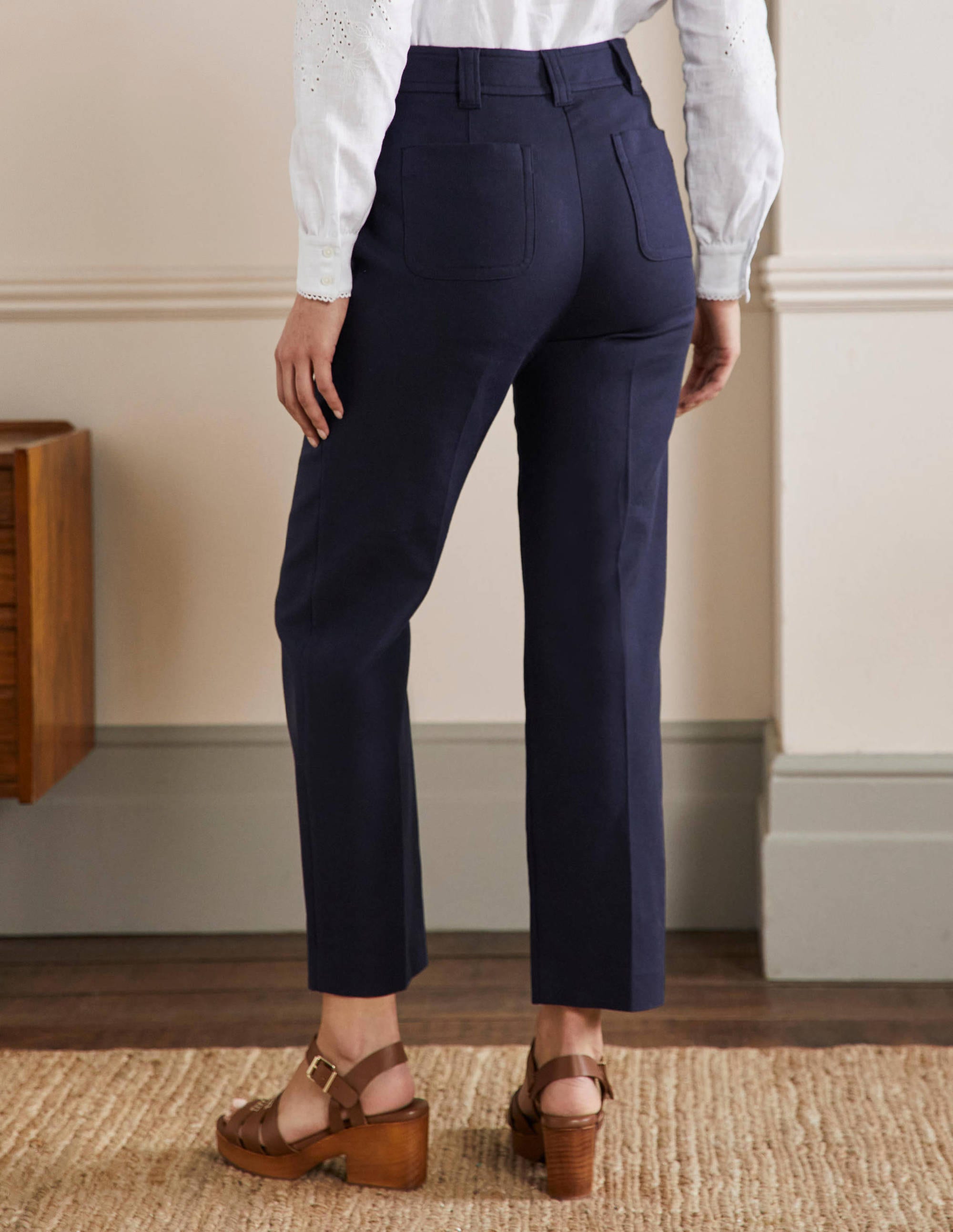 Carrie High Waisted Trousers-Navy - Image 3