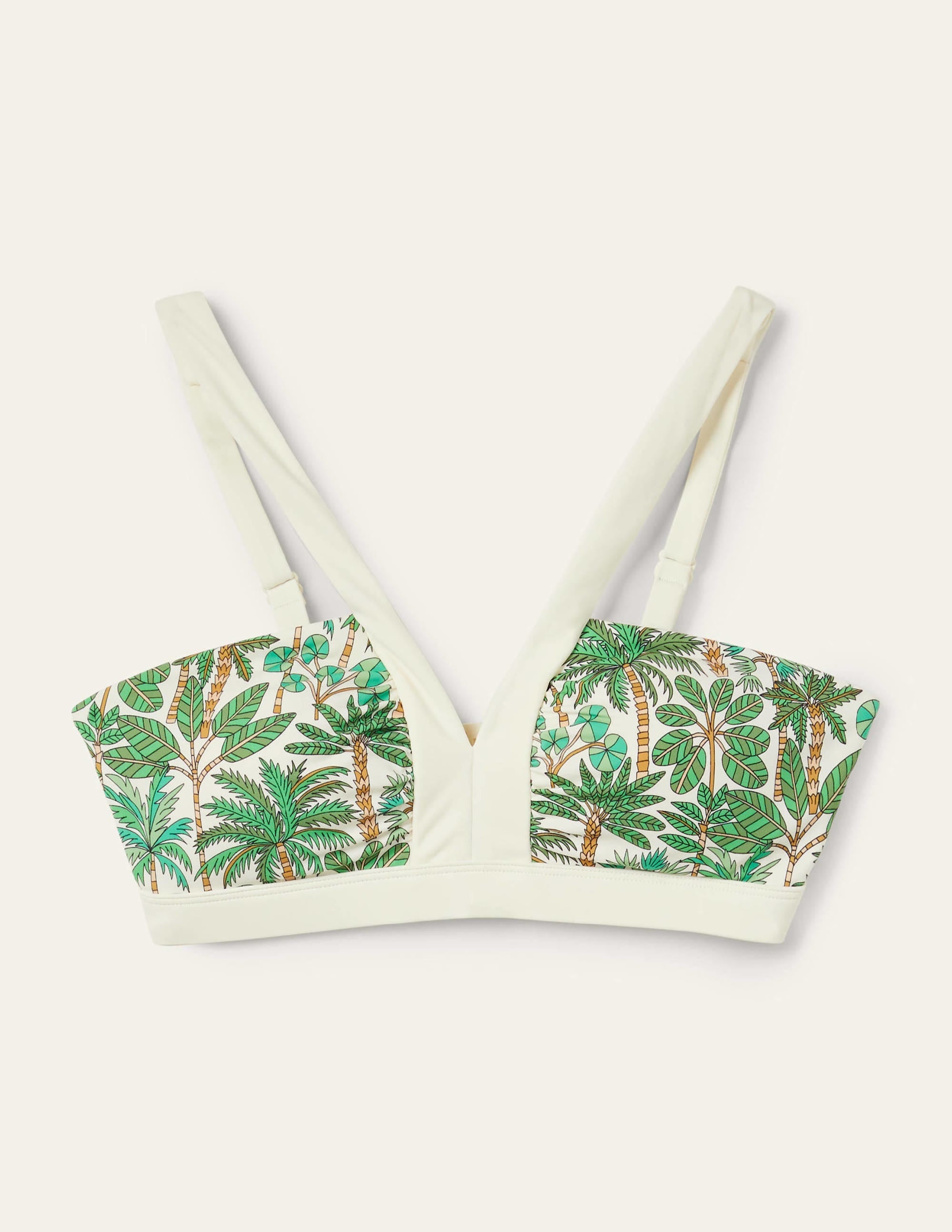 Corsica V-neck Bikini Top-Ivory, Palm Forest - Image 6