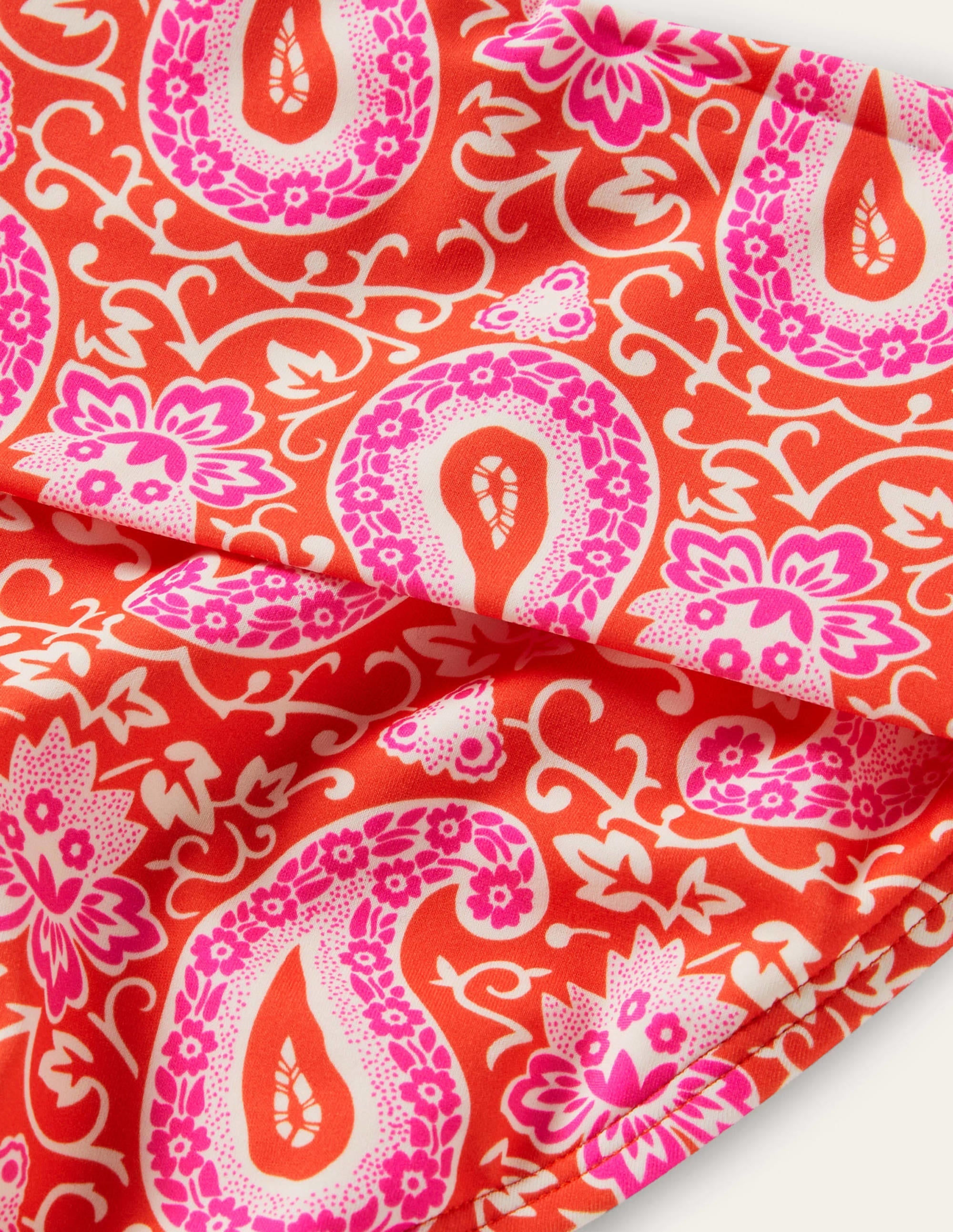 Levanzo Fold Bikini Bottoms-Bright Papaya, Paisley - Image 6