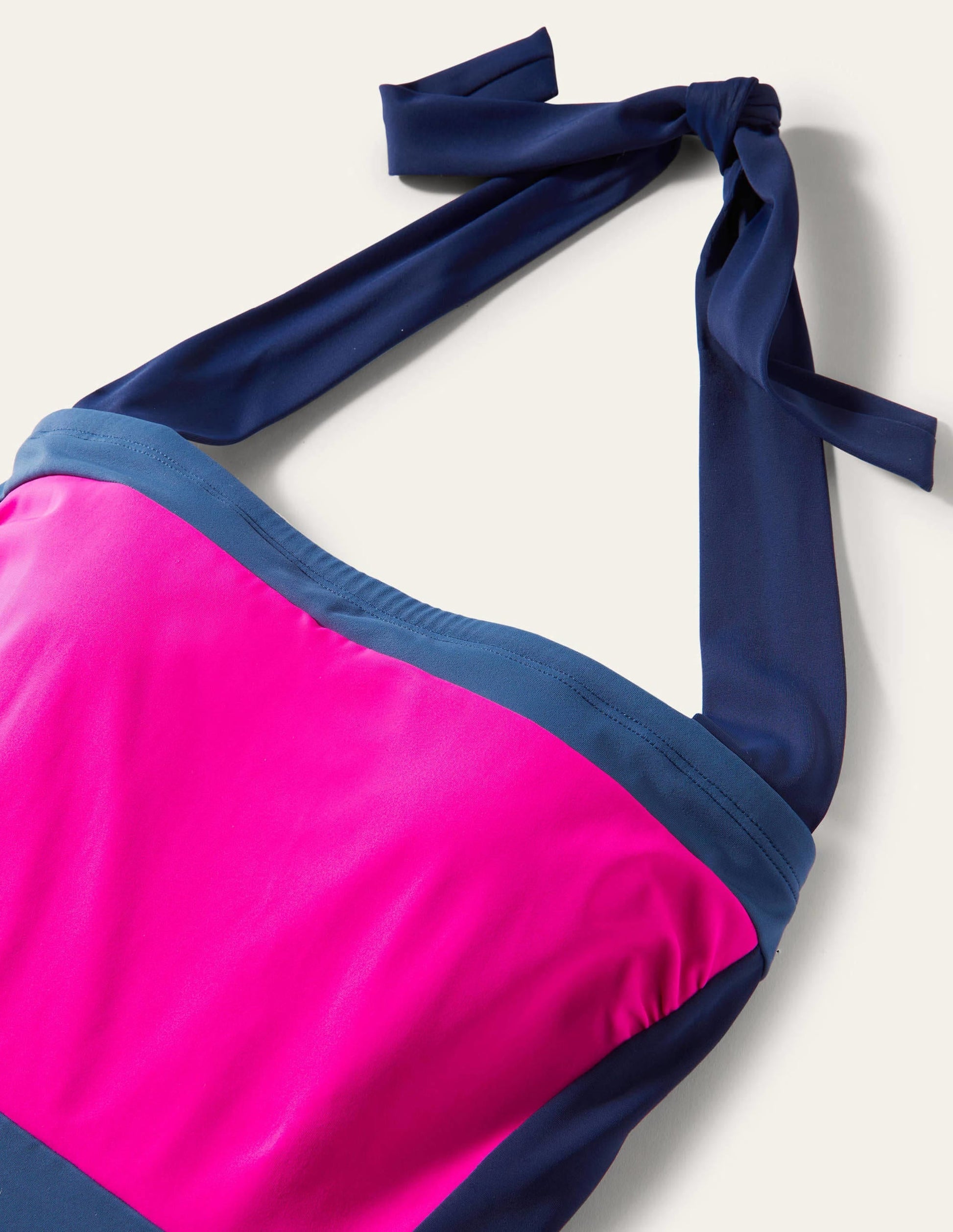 Santorini Halterneck Swimsuit-Neon Pink Colourblock-5