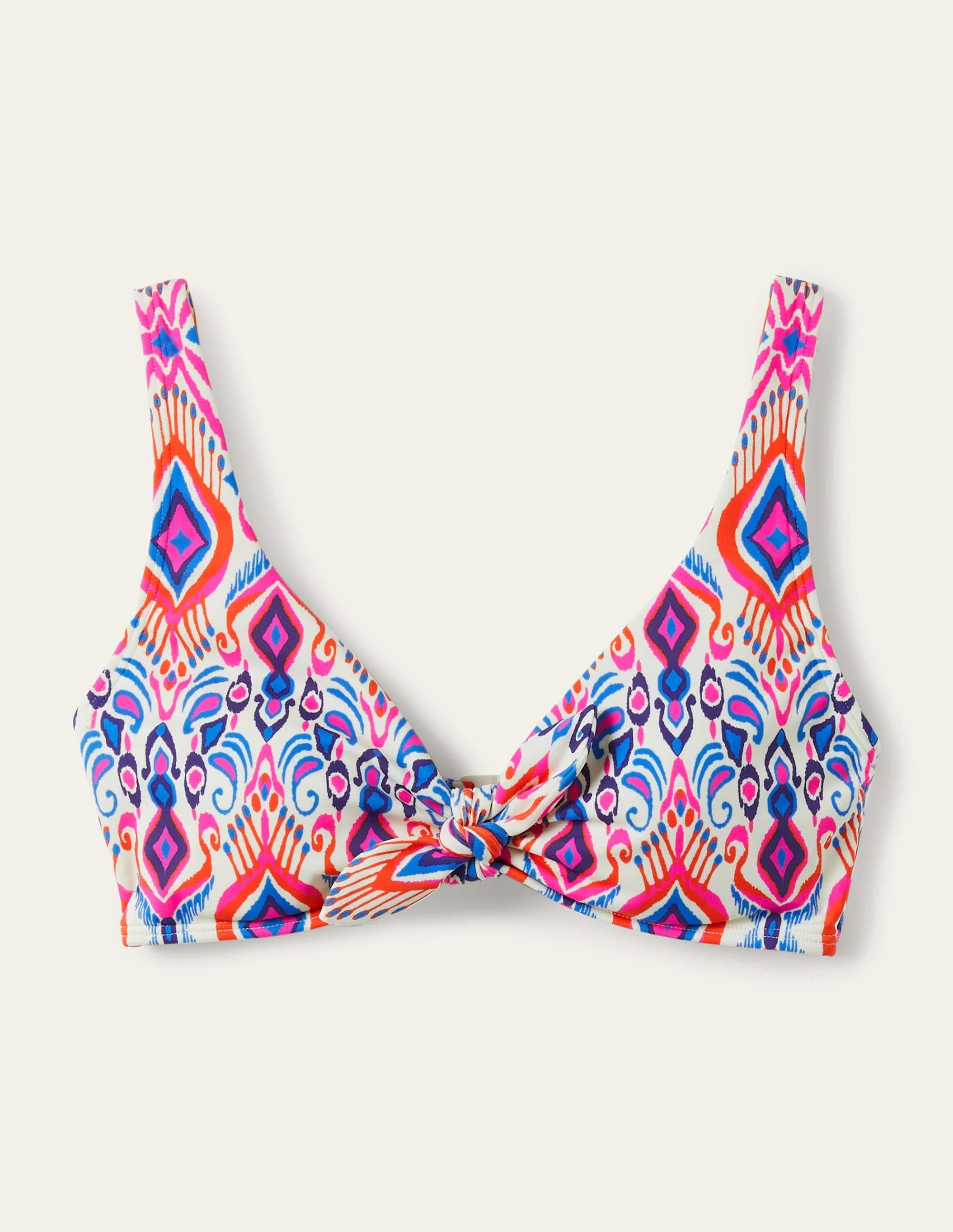Tie Front Bikini Top-Ivory, Ikat Paradise - Image 5