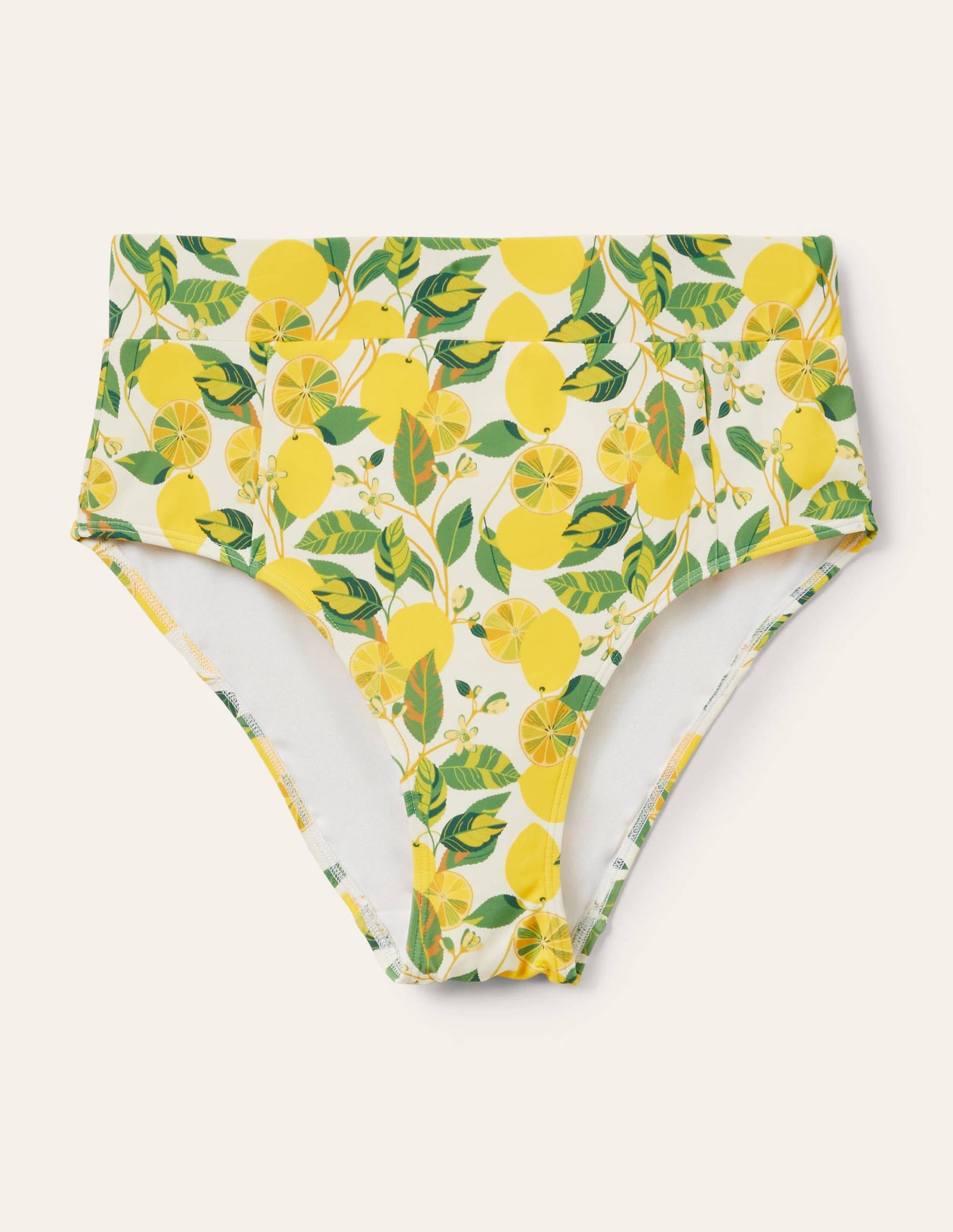 High Waisted Bikini Bottoms-Ivory, Lemon Vine - Image 5