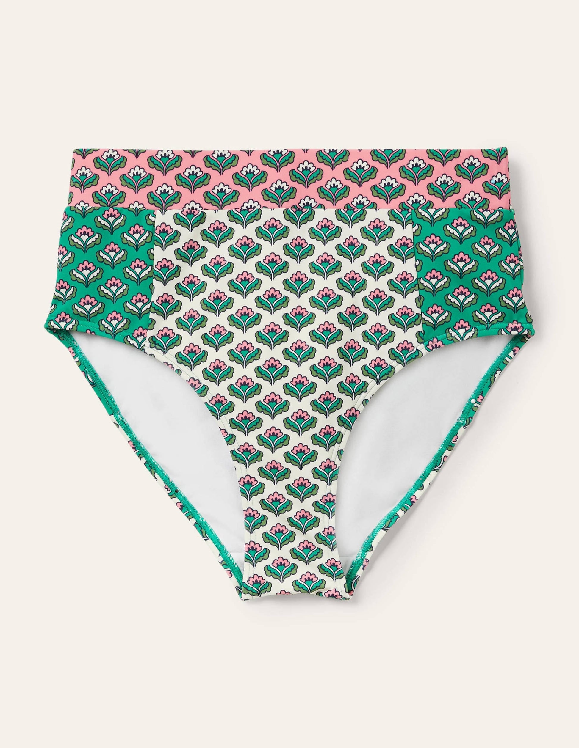 High Waisted Bikini Bottoms-Ivory, Oriental Bud-5