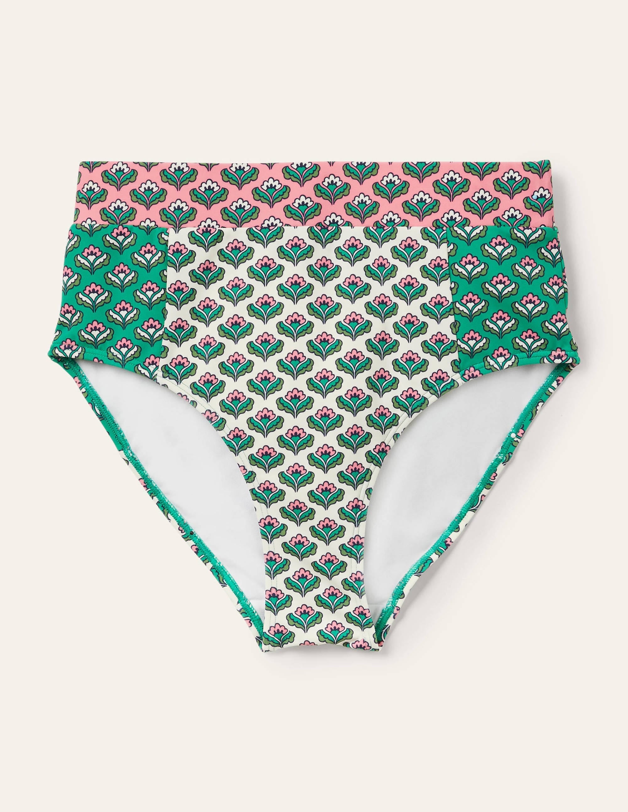 High Waisted Bikini Bottoms-Ivory, Oriental Bud - Image 5