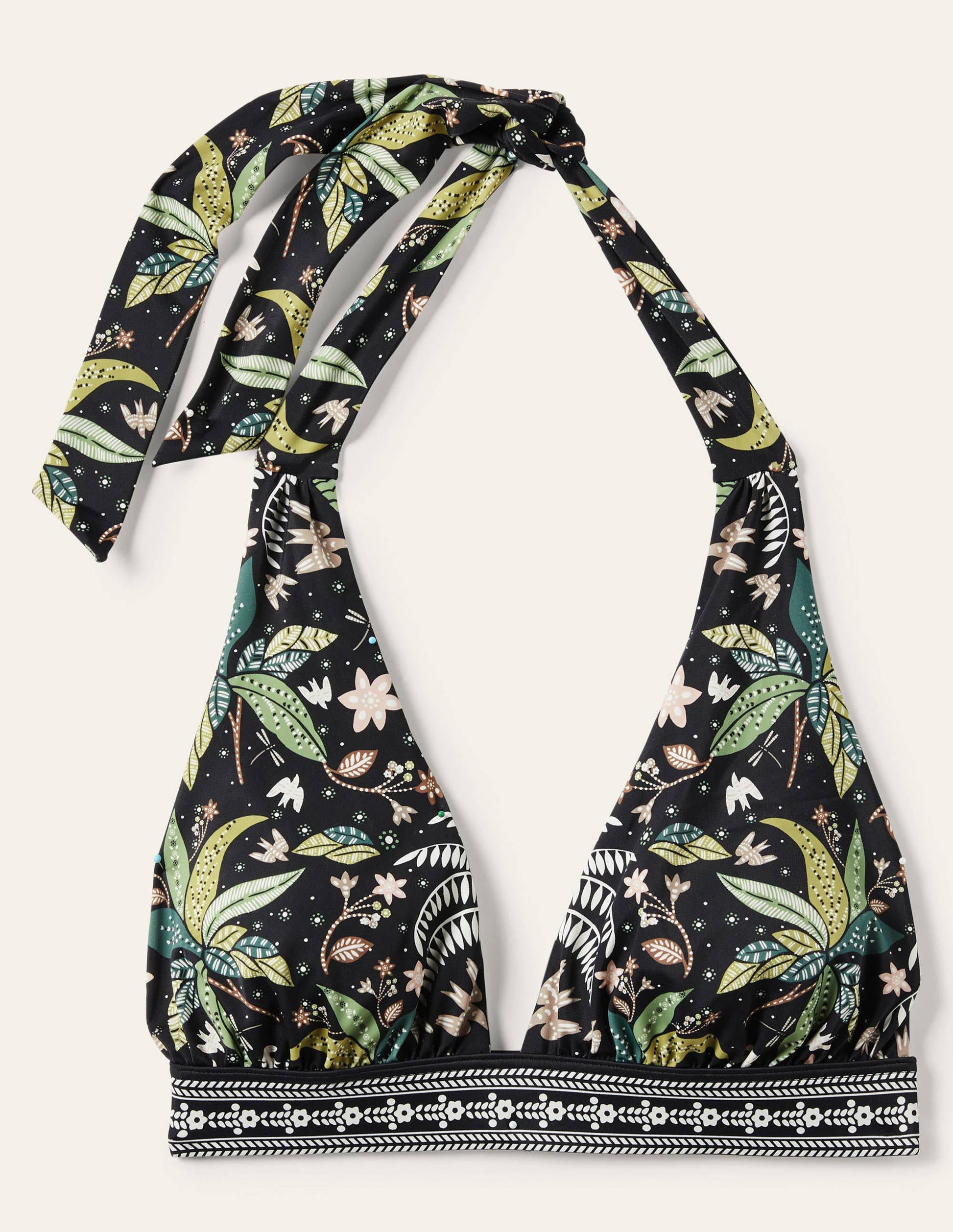 Merano Deep V-neck Bikini Top-Nero, Oriental Trim-5