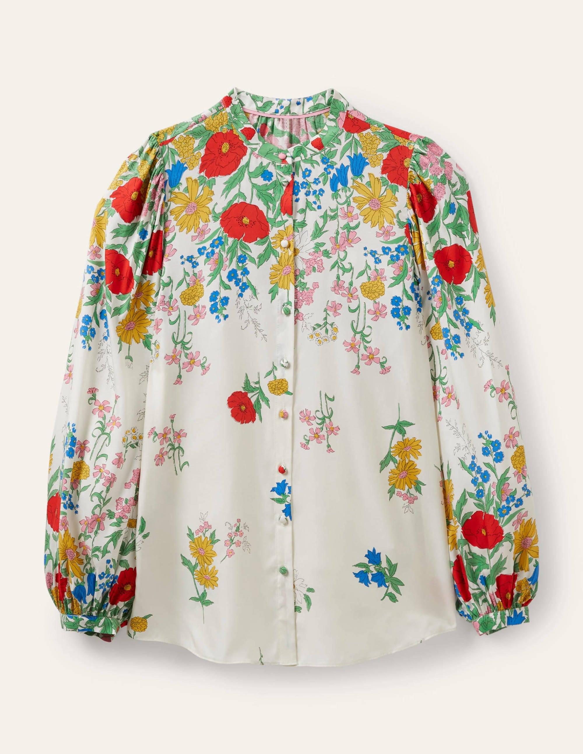 Blouson Sleeve Blouse-Ivory,  Botanical Terrace - Image 5