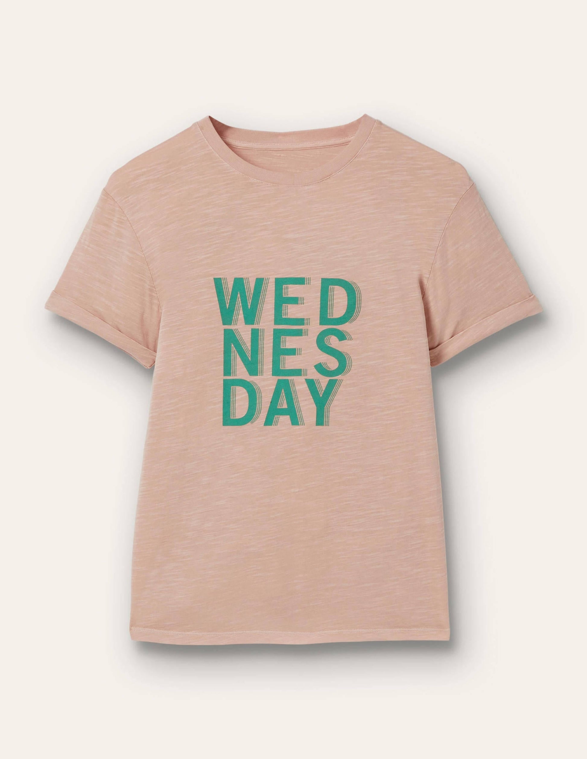 Turn Up Cuff Cotton T-shirt-Milkshake, Wednesday-5