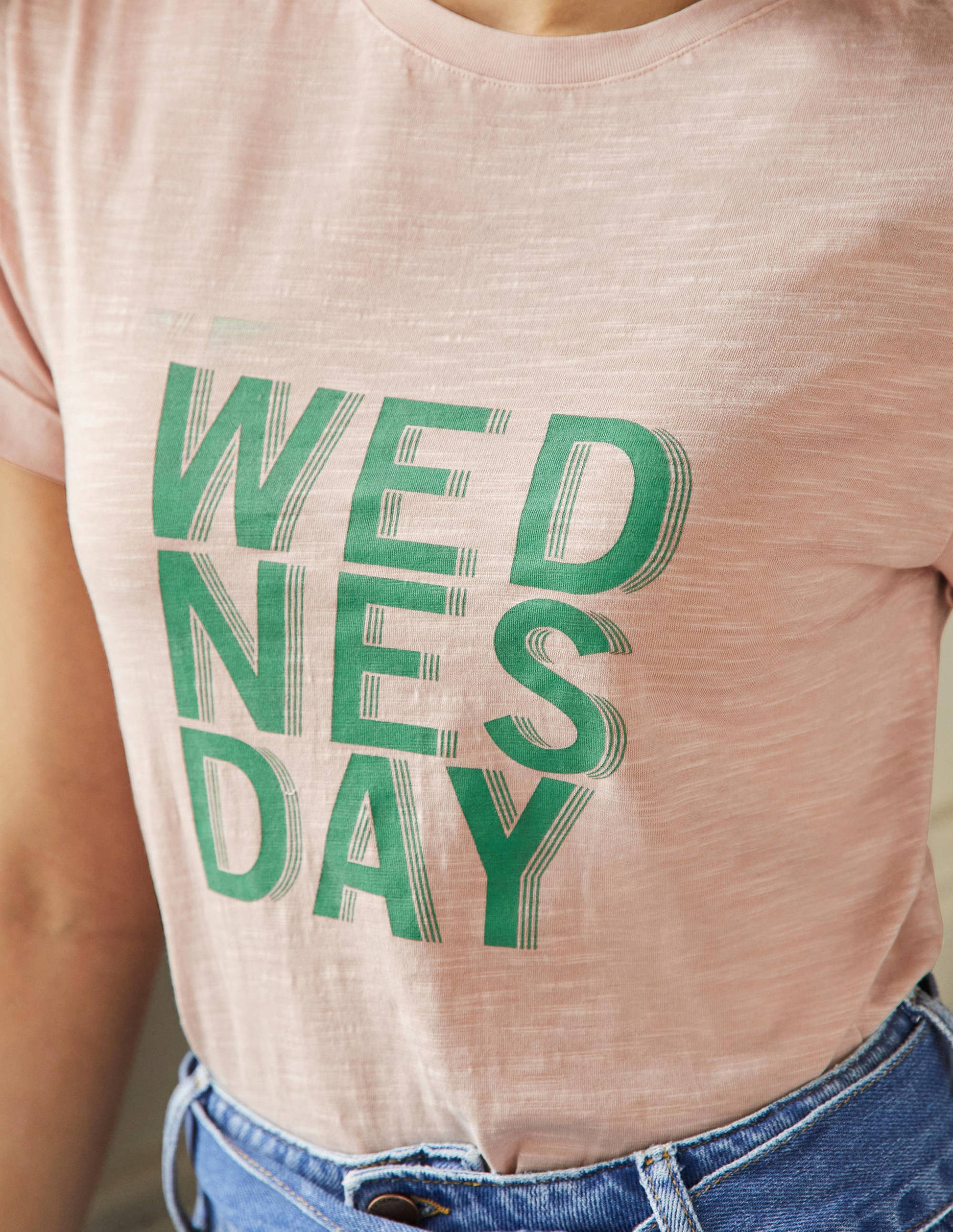 Turn Up Cuff Cotton T-shirt-Milkshake, Wednesday-2