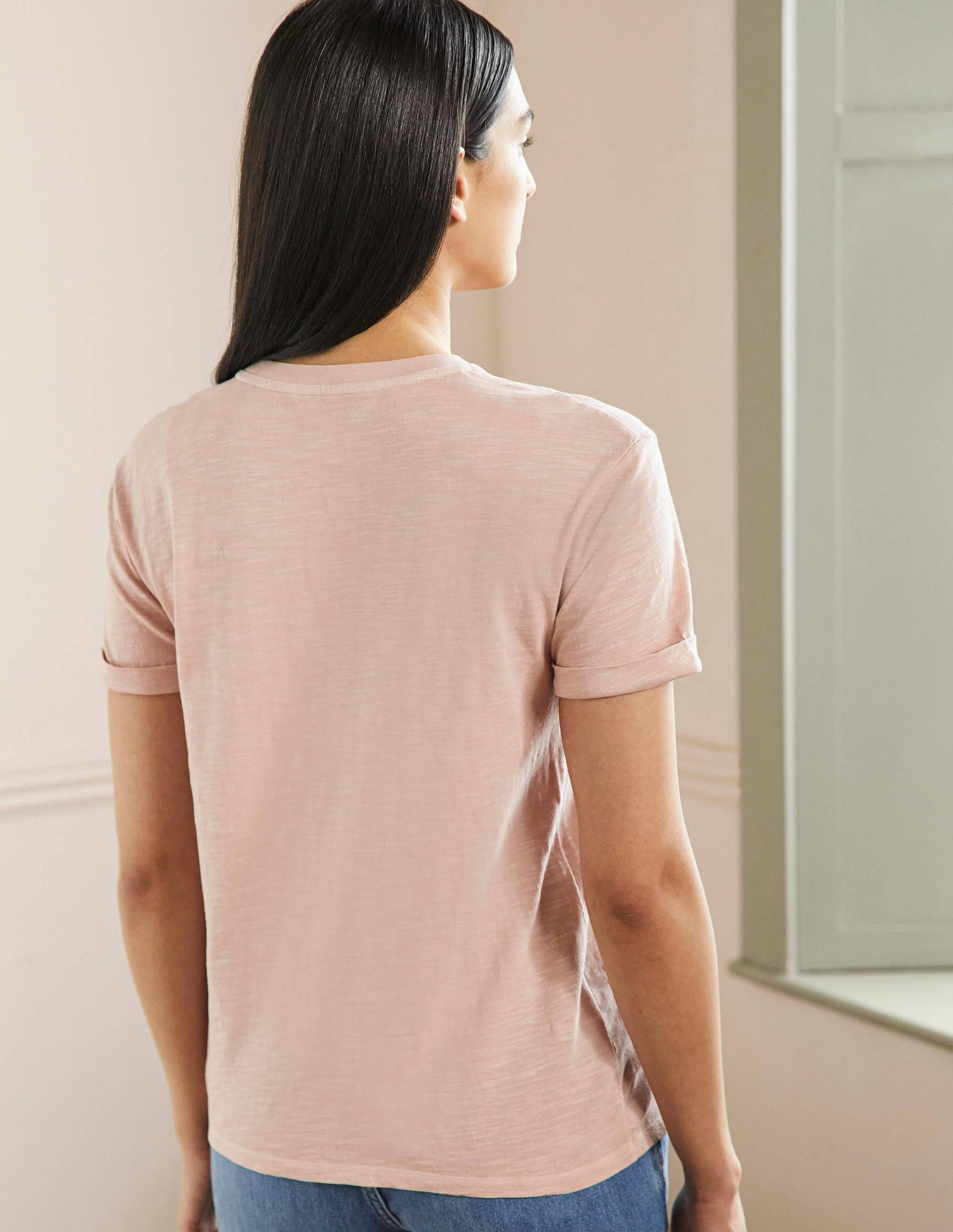 Turn Up Cuff Cotton T-shirt-Milkshake, Wednesday-3