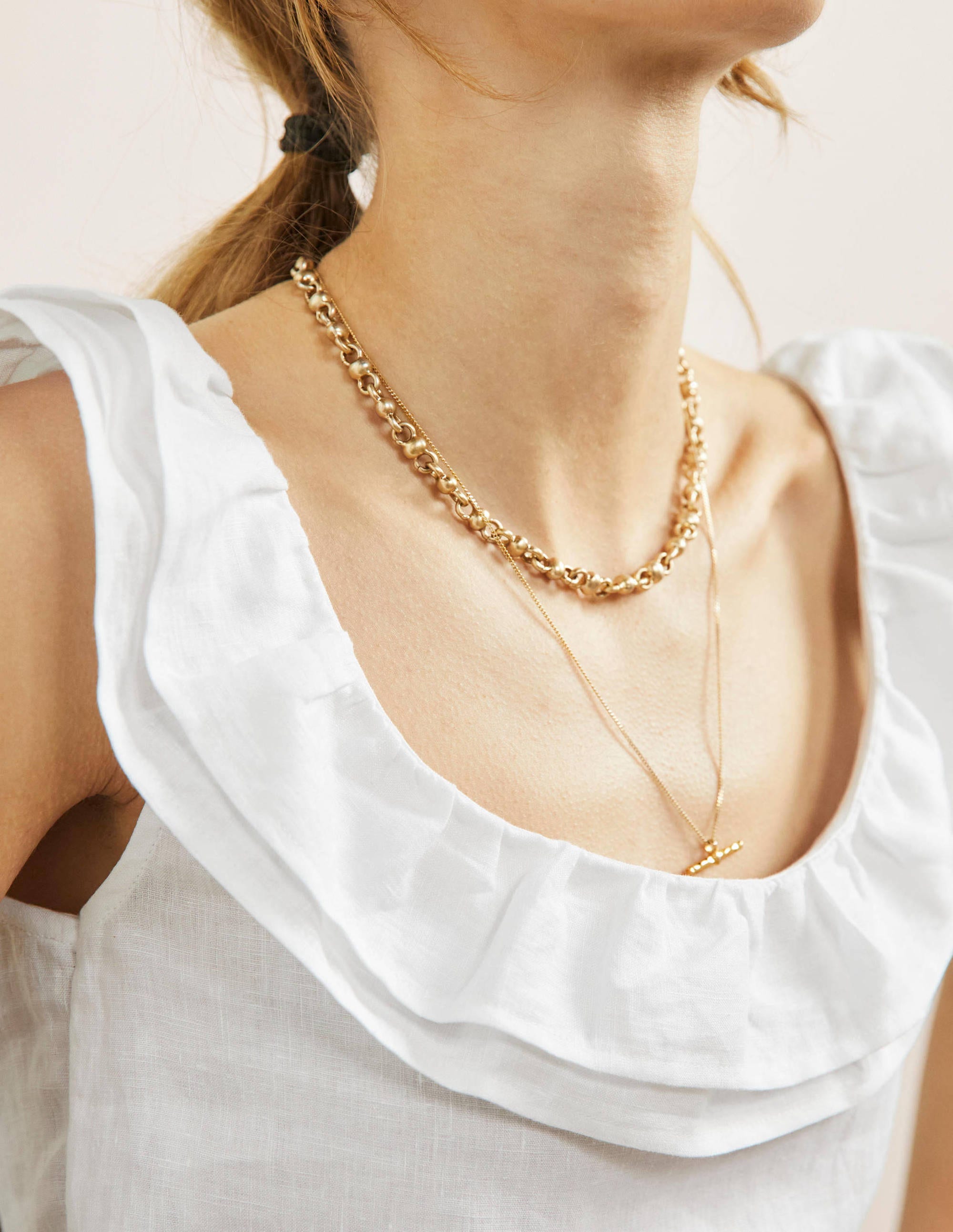 Sleeveless Ruffle Linen Top-White - Image 2