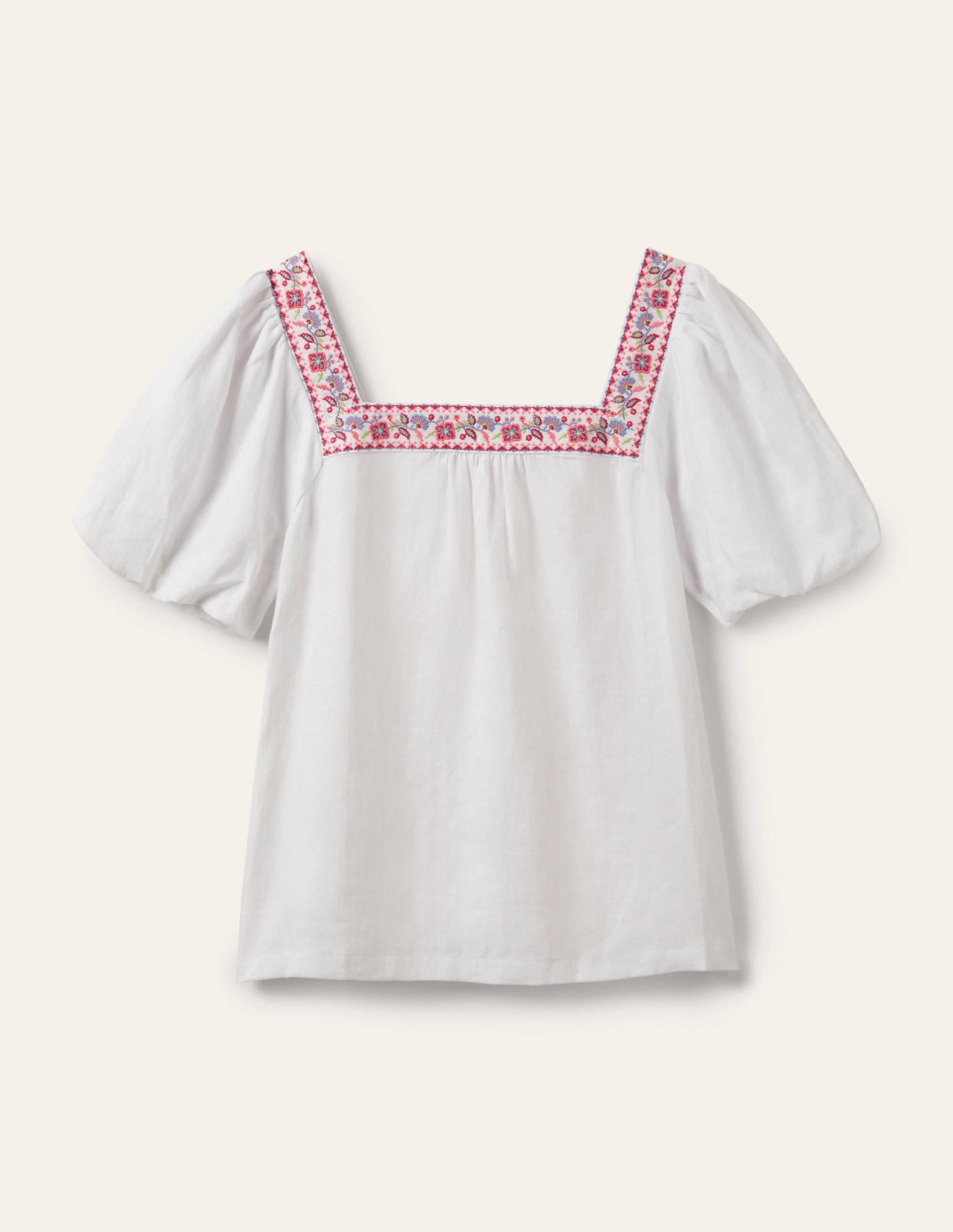Square Neck Linen Top-White - Image 5