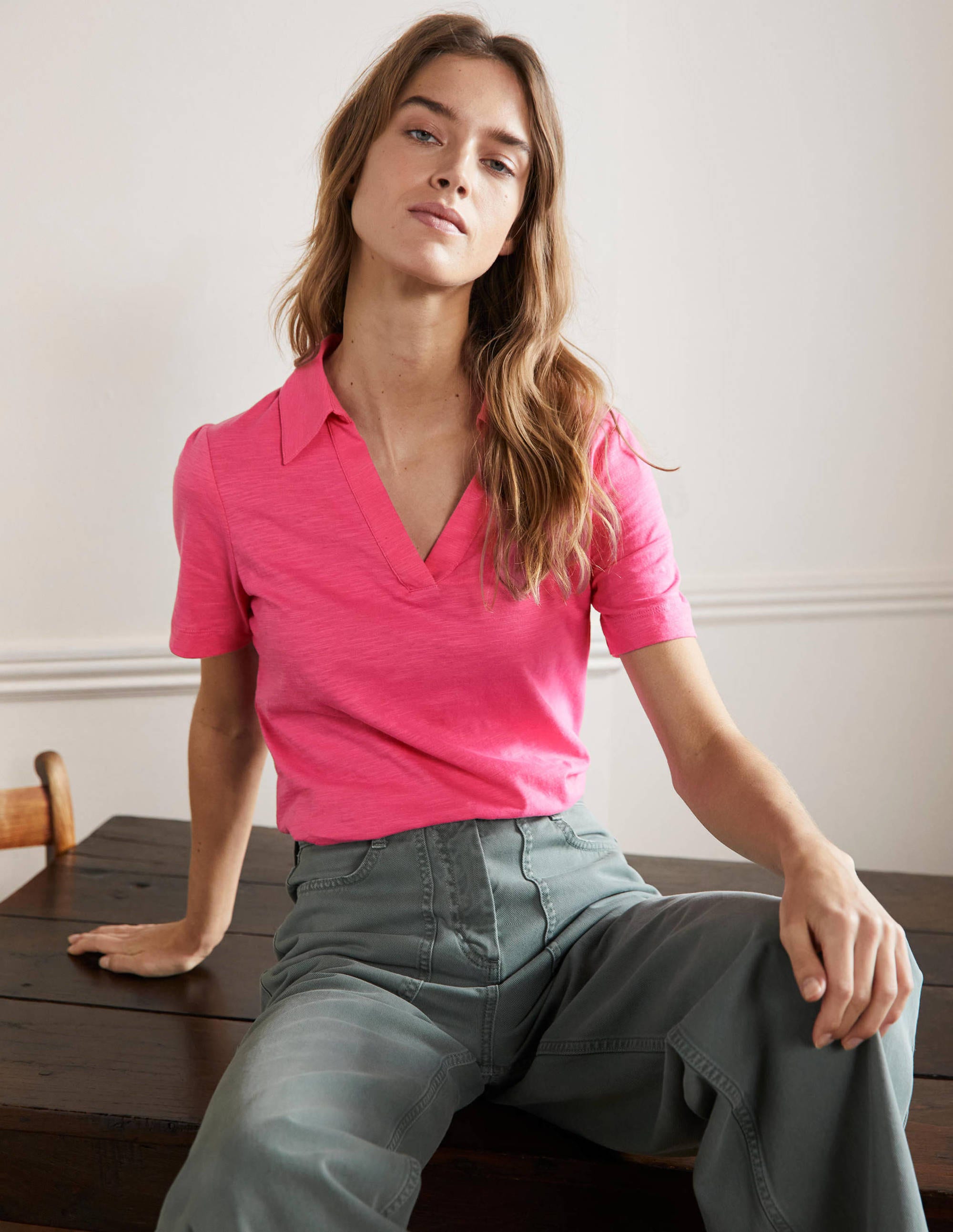 Cotton Polo Top-Festival Pink - Image 1