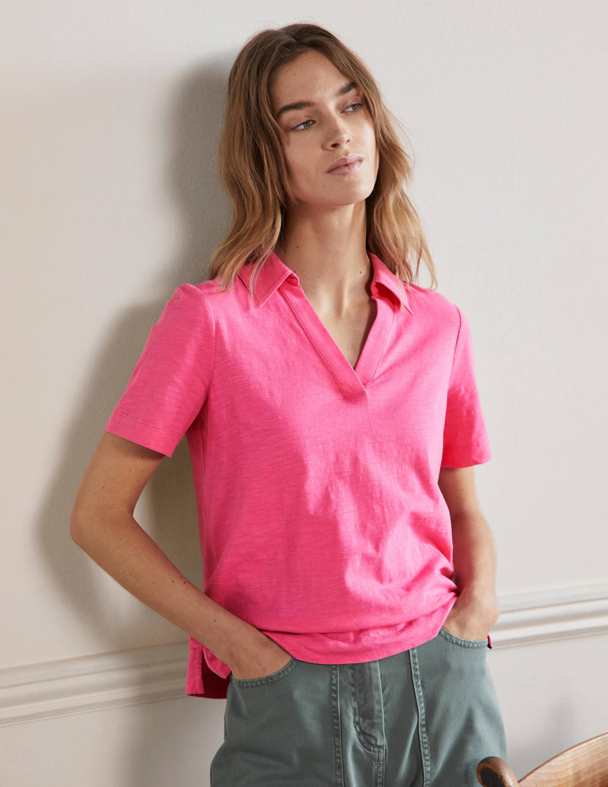 Cotton Polo Top-Festival Pink-4