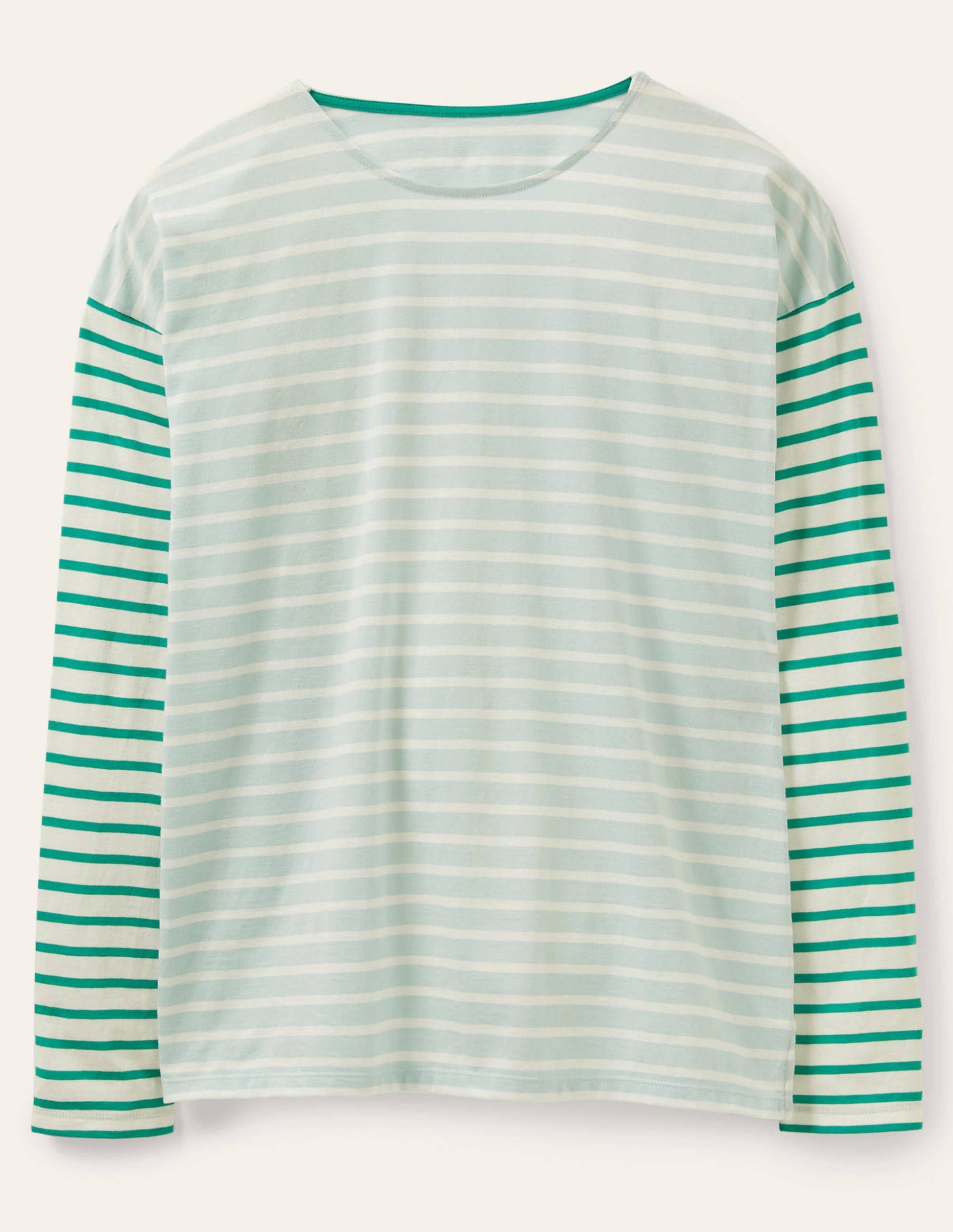 Dropped Shoulder Breton Top-Dawn Sky / Ivory Stripe-5