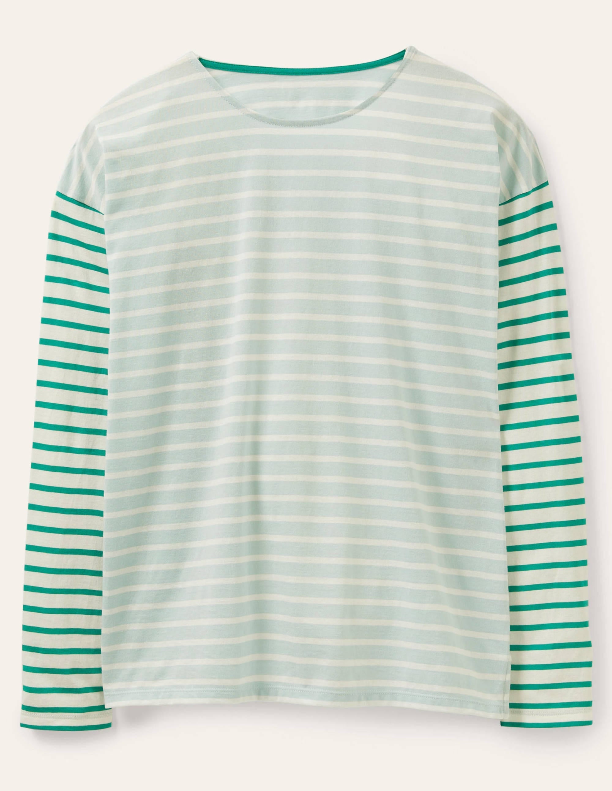 Dropped Shoulder Breton Top-Dawn Sky / Ivory Stripe - Image 5
