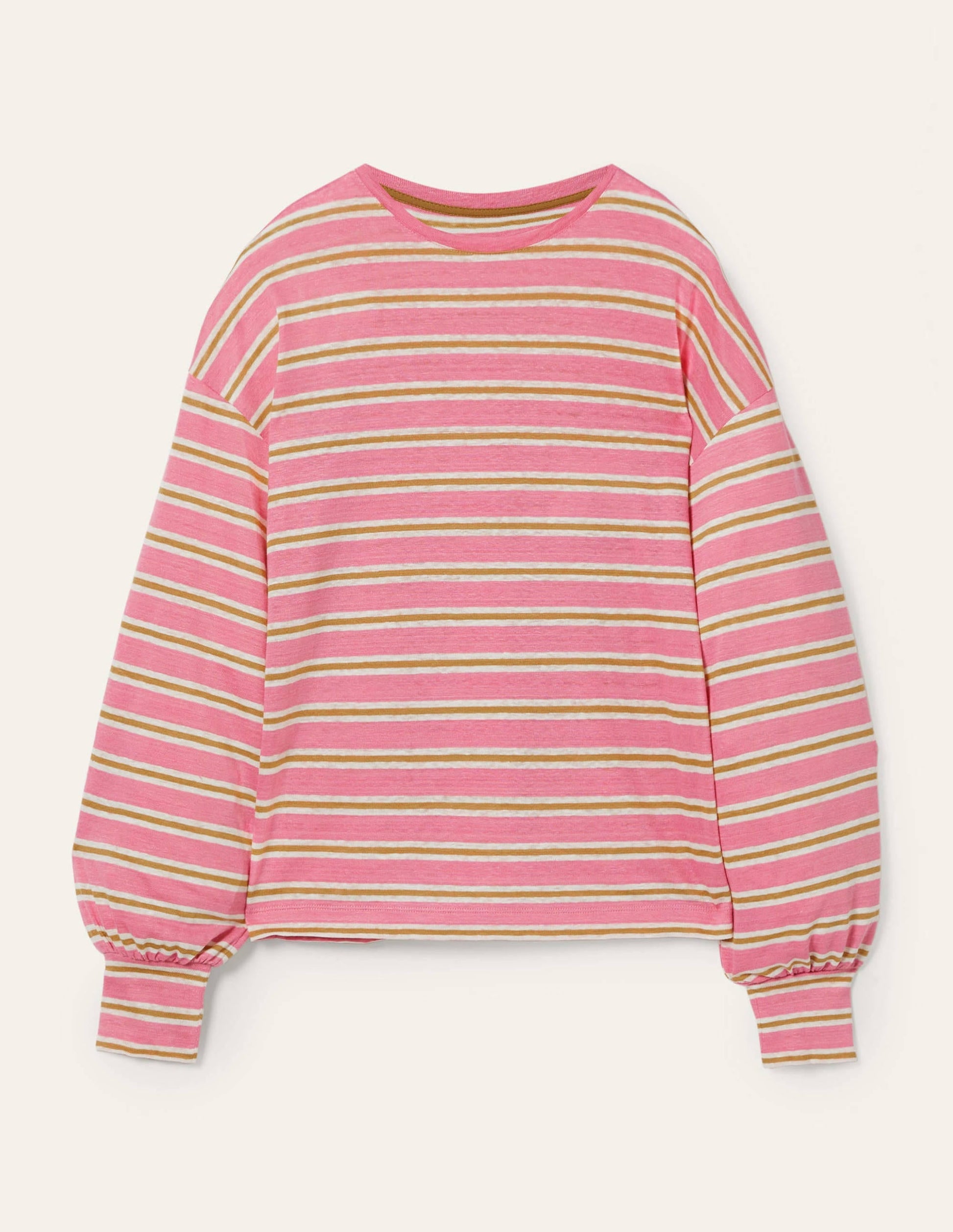 Blouson Linen Top-Posy Pink / Brioche Stripe-6