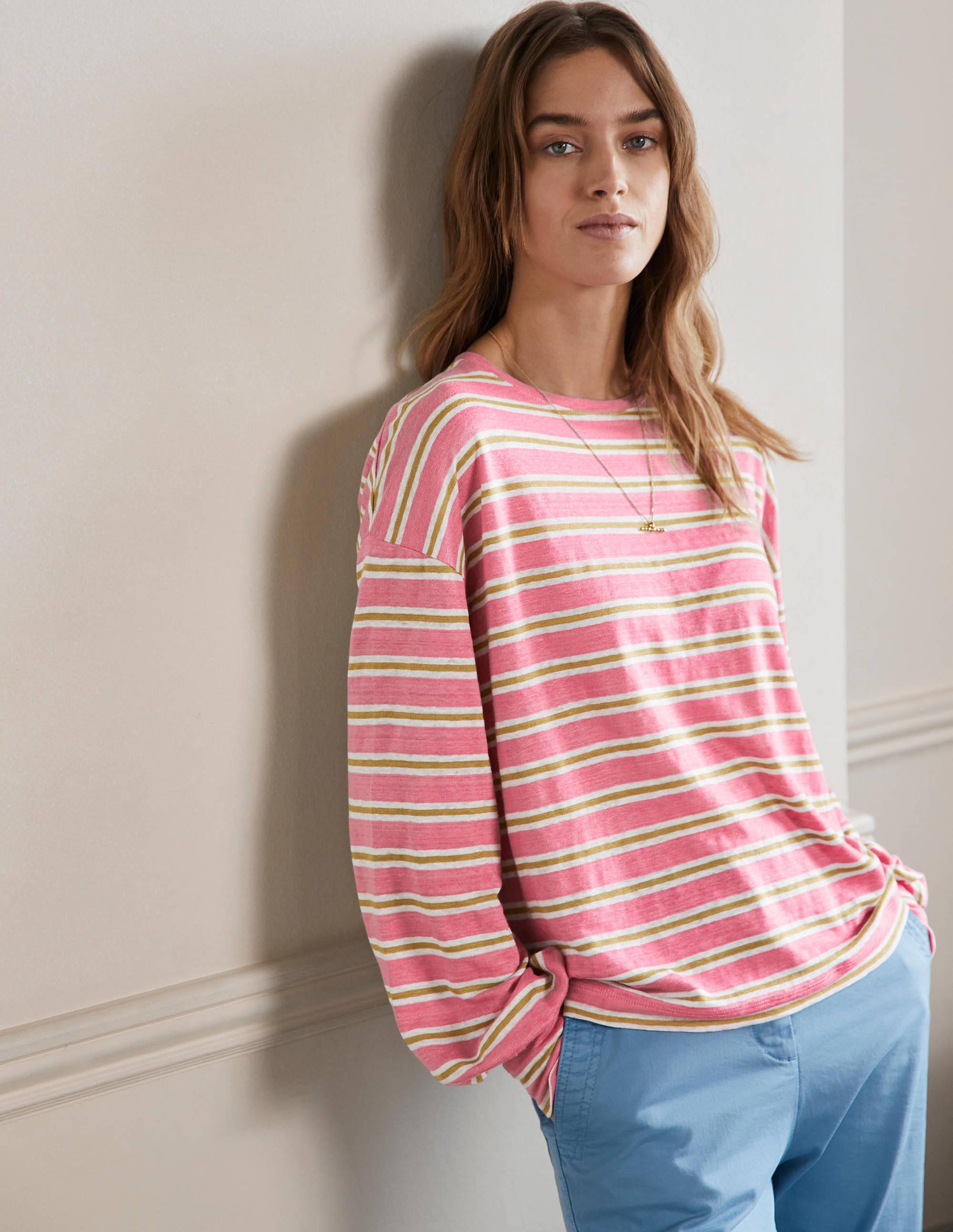 Blouson Linen Top-Posy Pink / Brioche Stripe - Image 4