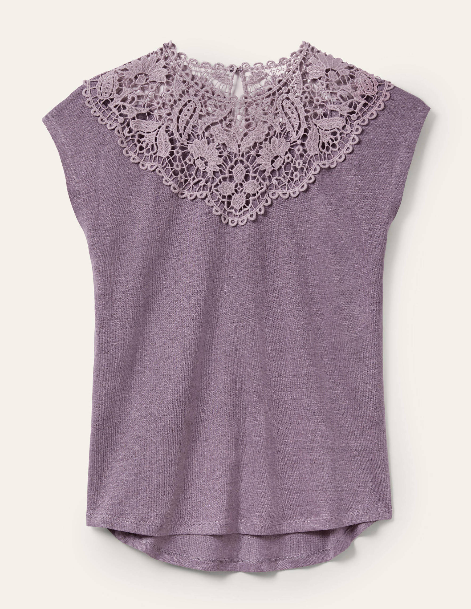 Cut Work Linen T-Shirt-Grey Ridge - Image 6