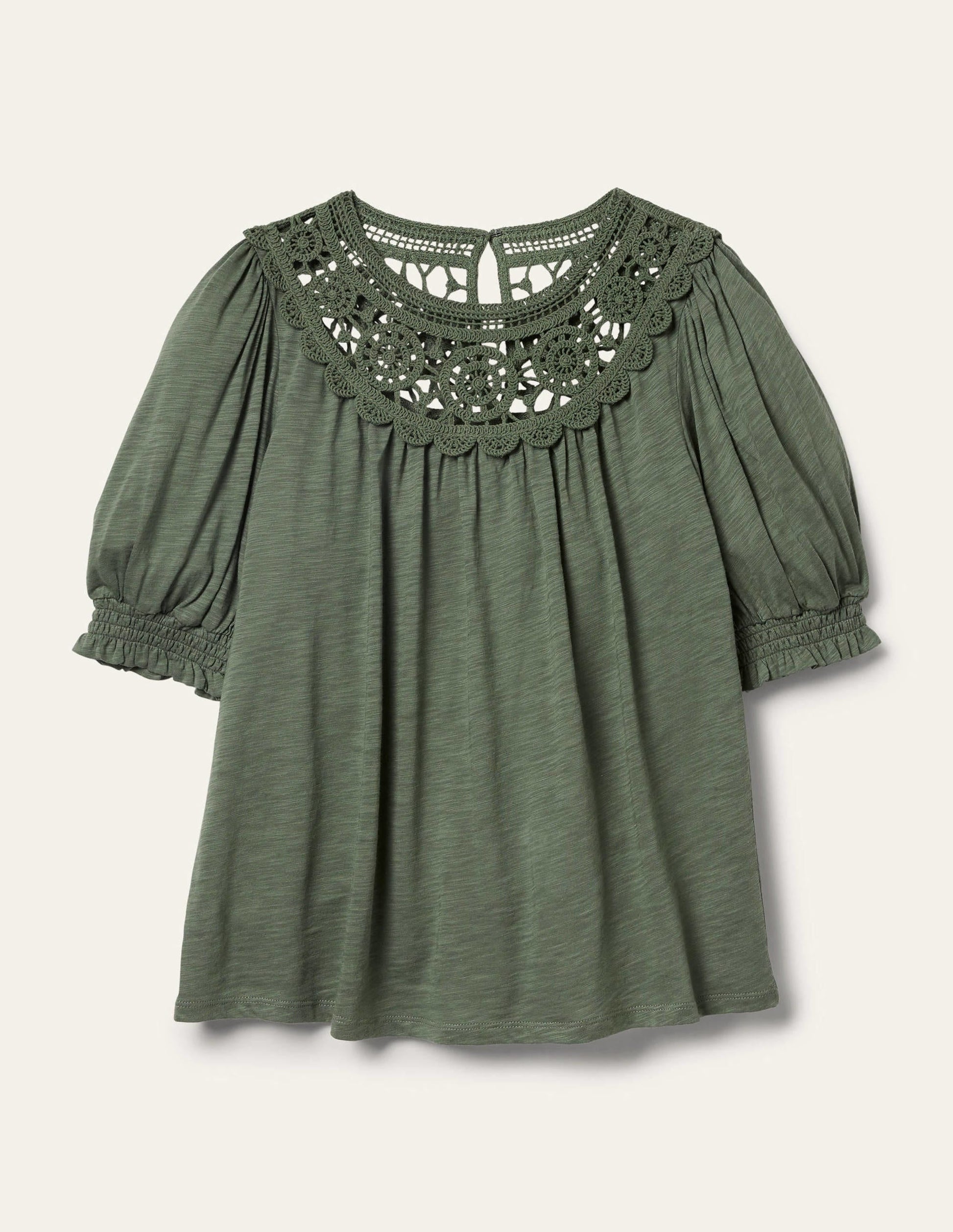 Anais Crochet Puff Sleeve Top-Alder-5