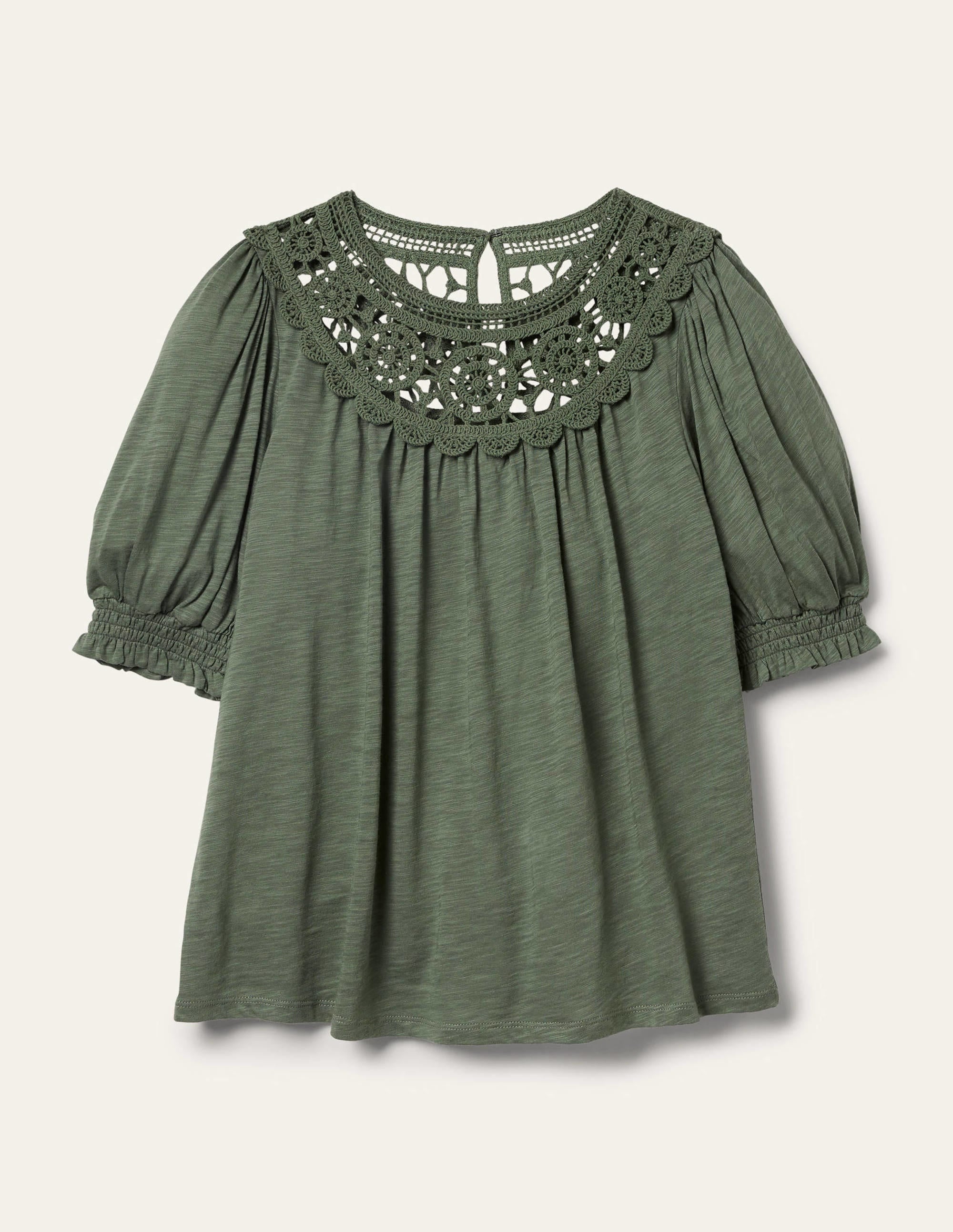 Anais Crochet Puff Sleeve Top-Alder - Image 5