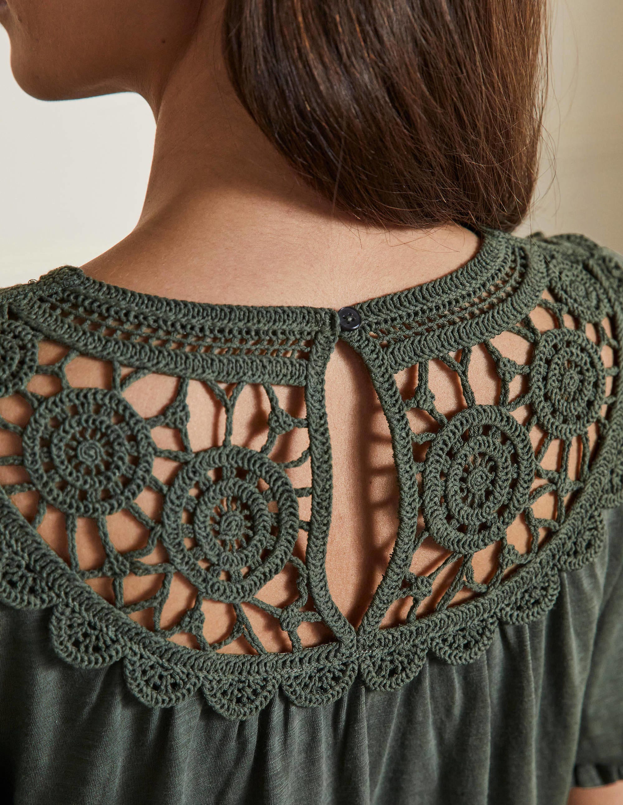 Anais Crochet Puff Sleeve Top-Alder - Image 2