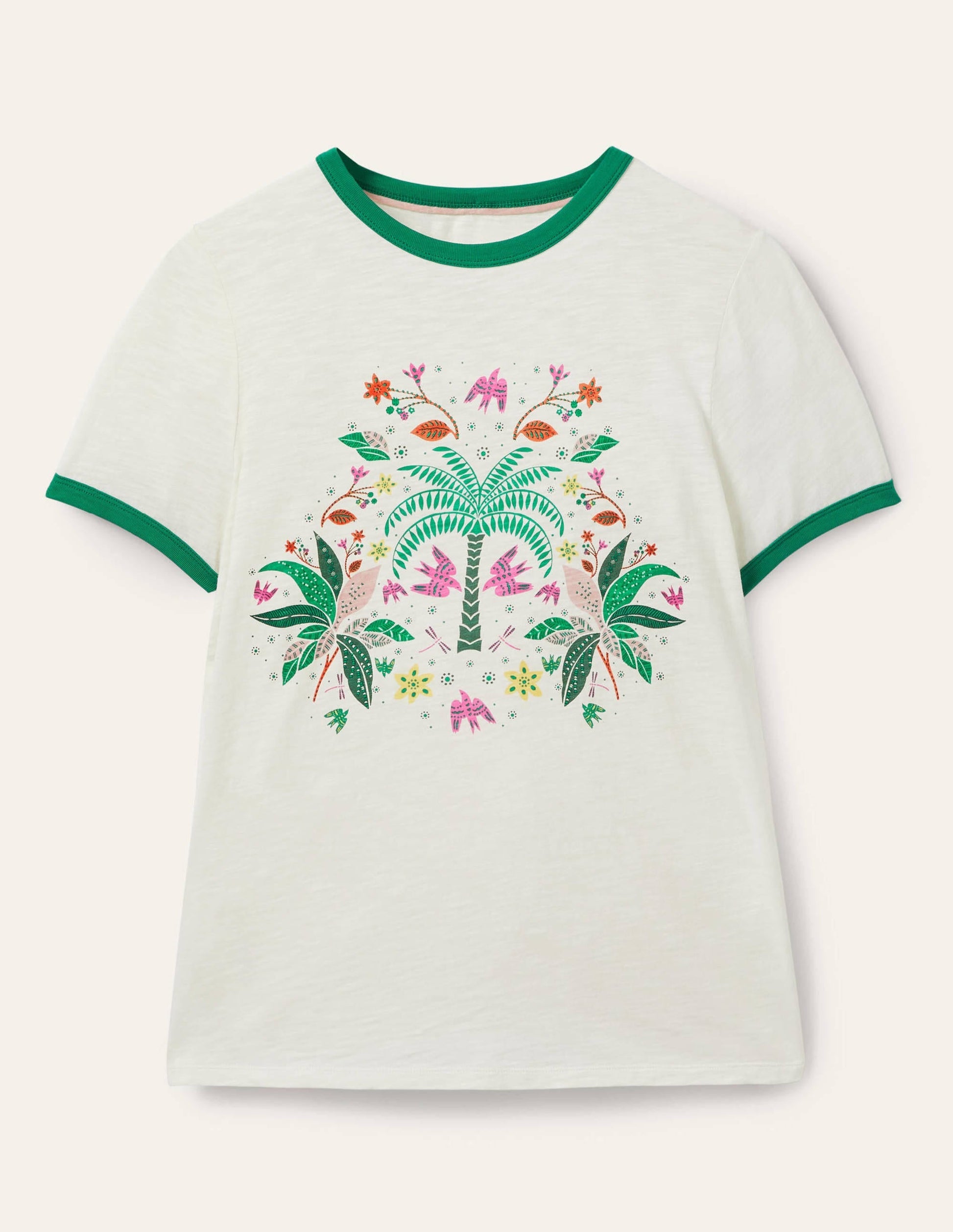Contrast Rib Cotton T-Shirt-Ivory, Oriental Cascade-6
