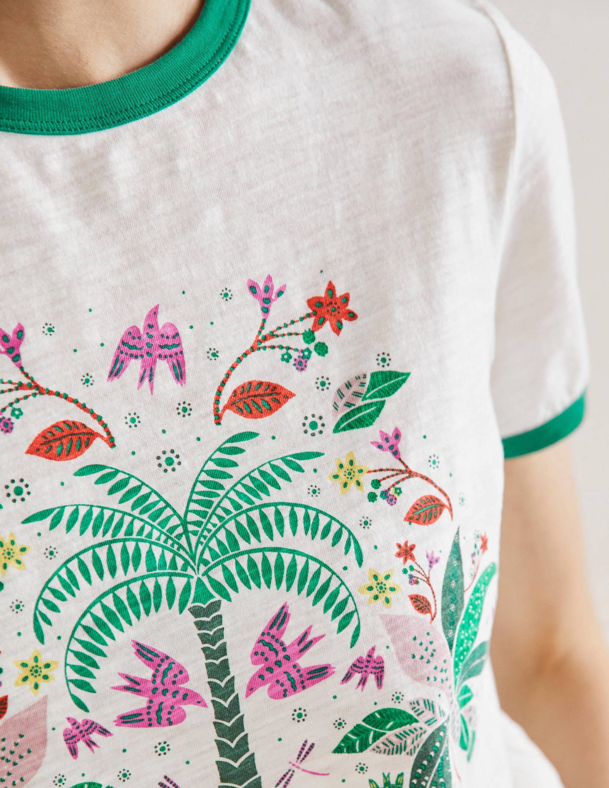 Contrast Rib Cotton T-Shirt-Ivory, Oriental Cascade-2