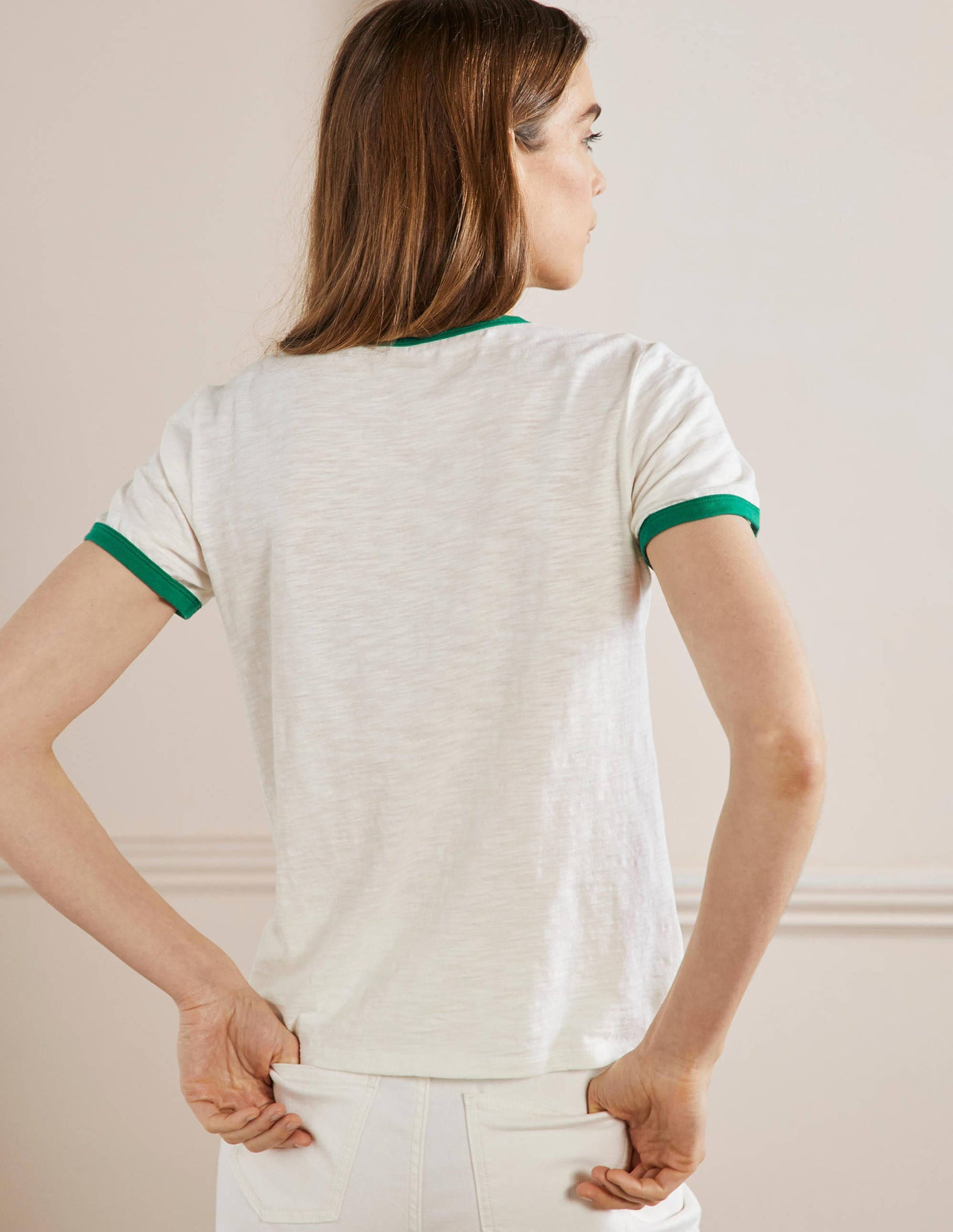 Contrast Rib Cotton T-Shirt-Ivory, Oriental Cascade-3