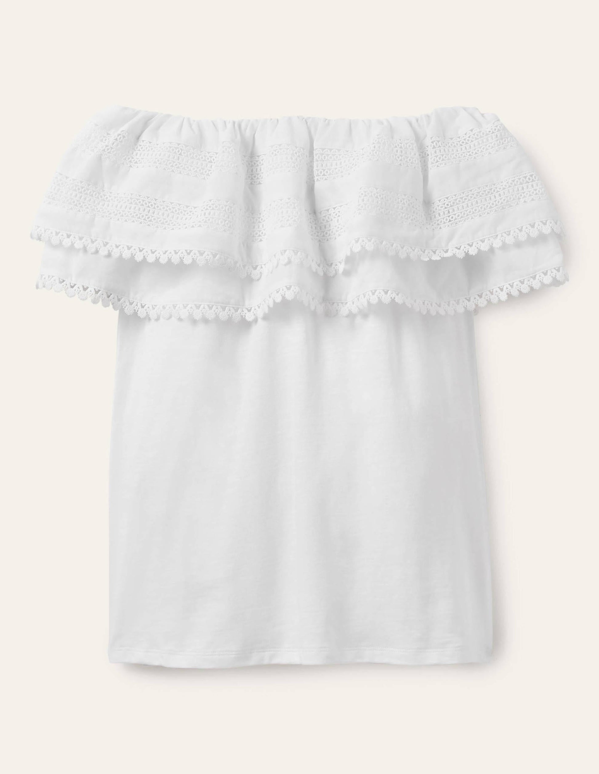 Bardot Woven Mix Detail Top-White-5