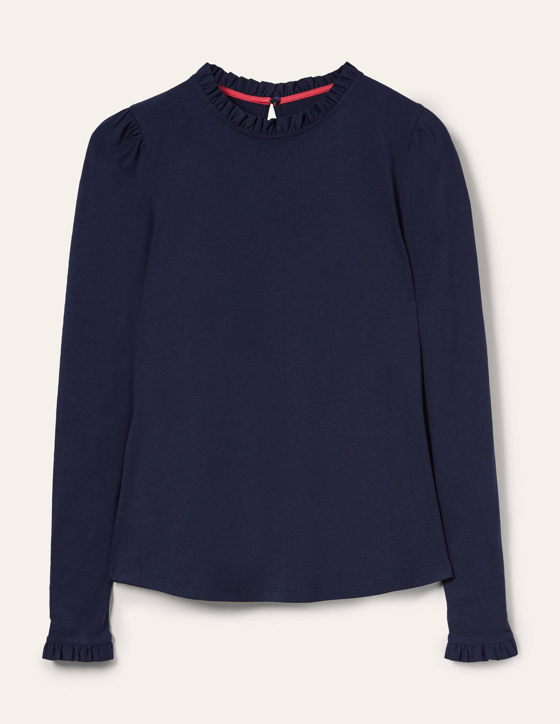 Supersoft Frill Detail Top-Navy-7