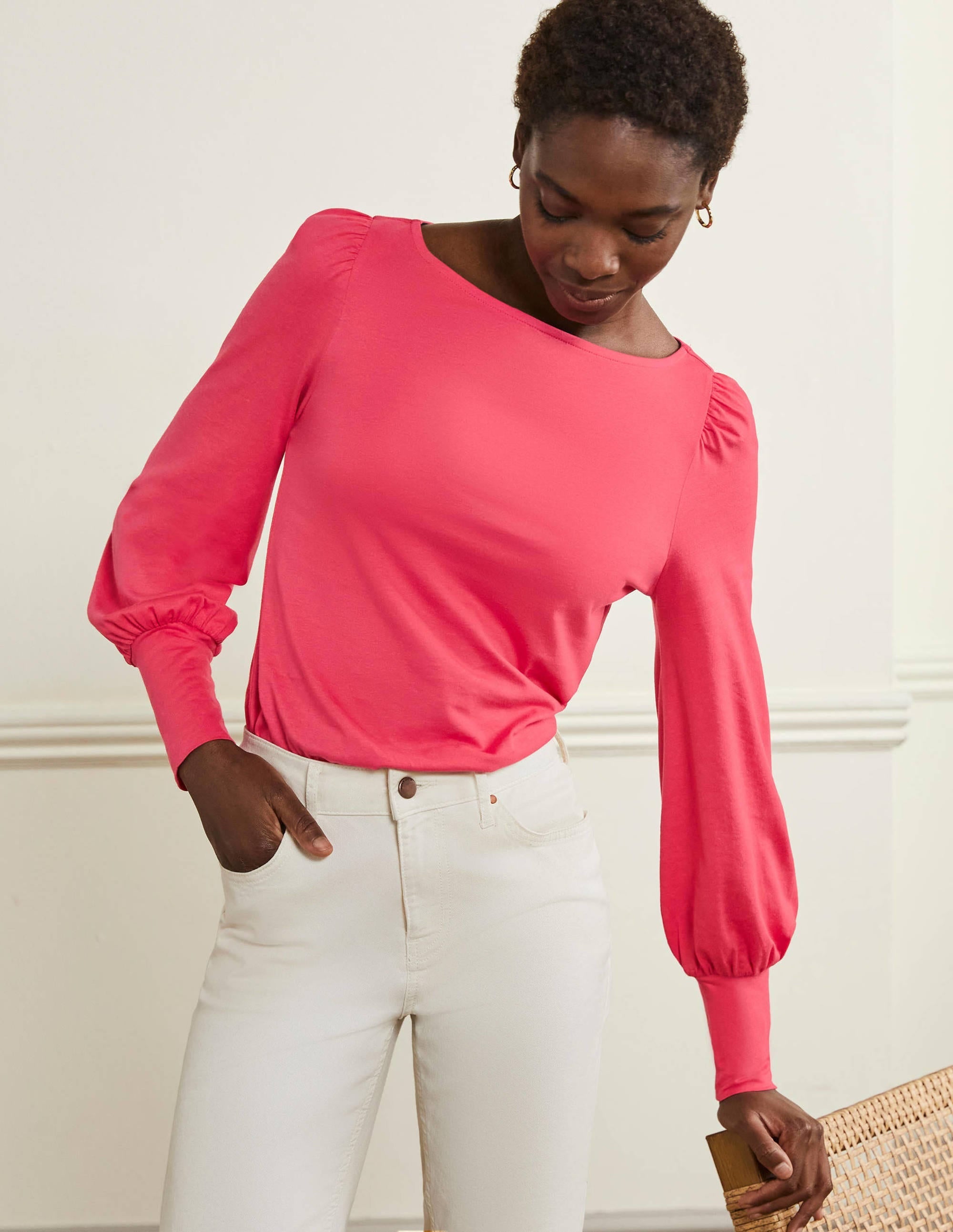 Supersoft Boat Neck Top-Radish - Image 4