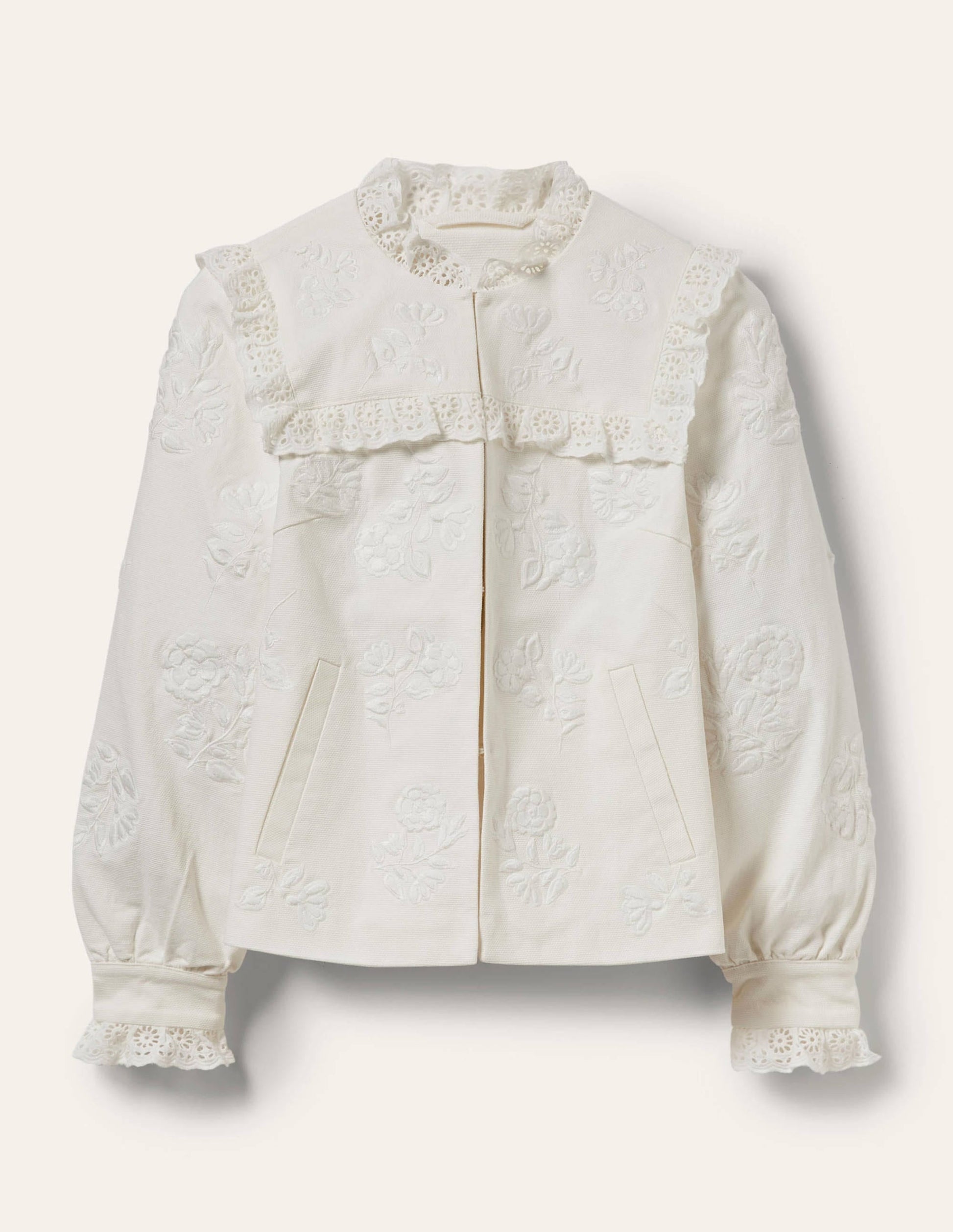 Cotton Broderie Jacket-Ivory-7