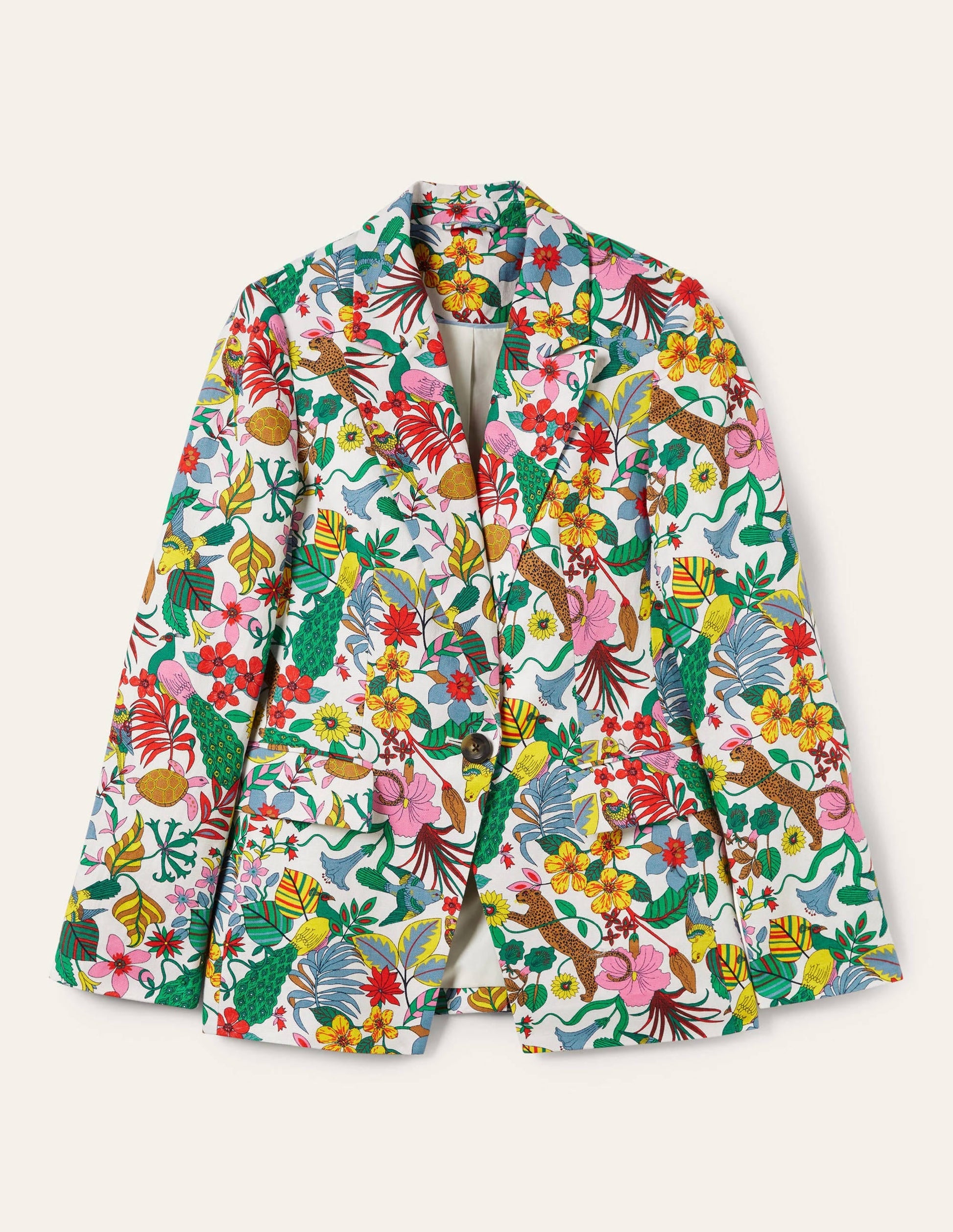 Thea Tailored Linen Blazer-Multi, Exotic Paradise-6