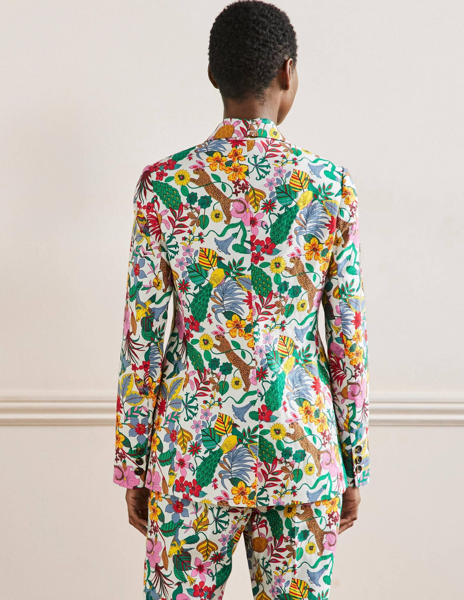 Thea Tailored Linen Blazer-Multi, Exotic Paradise-3