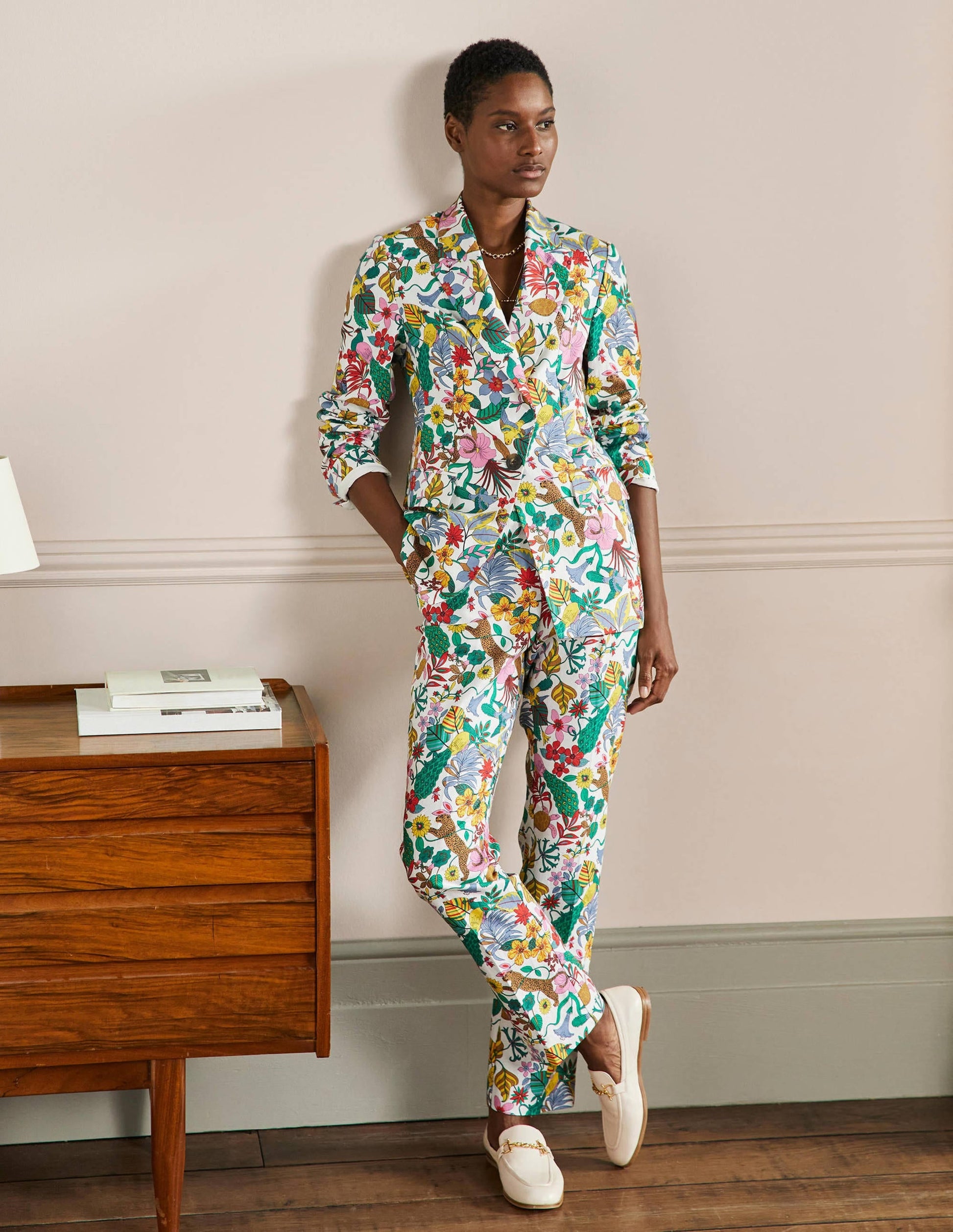 Thea Tailored Linen Blazer-Multi, Exotic Paradise-4