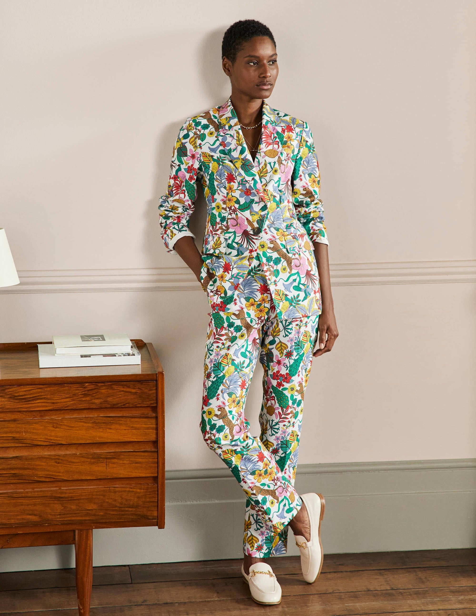 Thea Tailored Linen Blazer-Multi, Exotic Paradise - Image 4