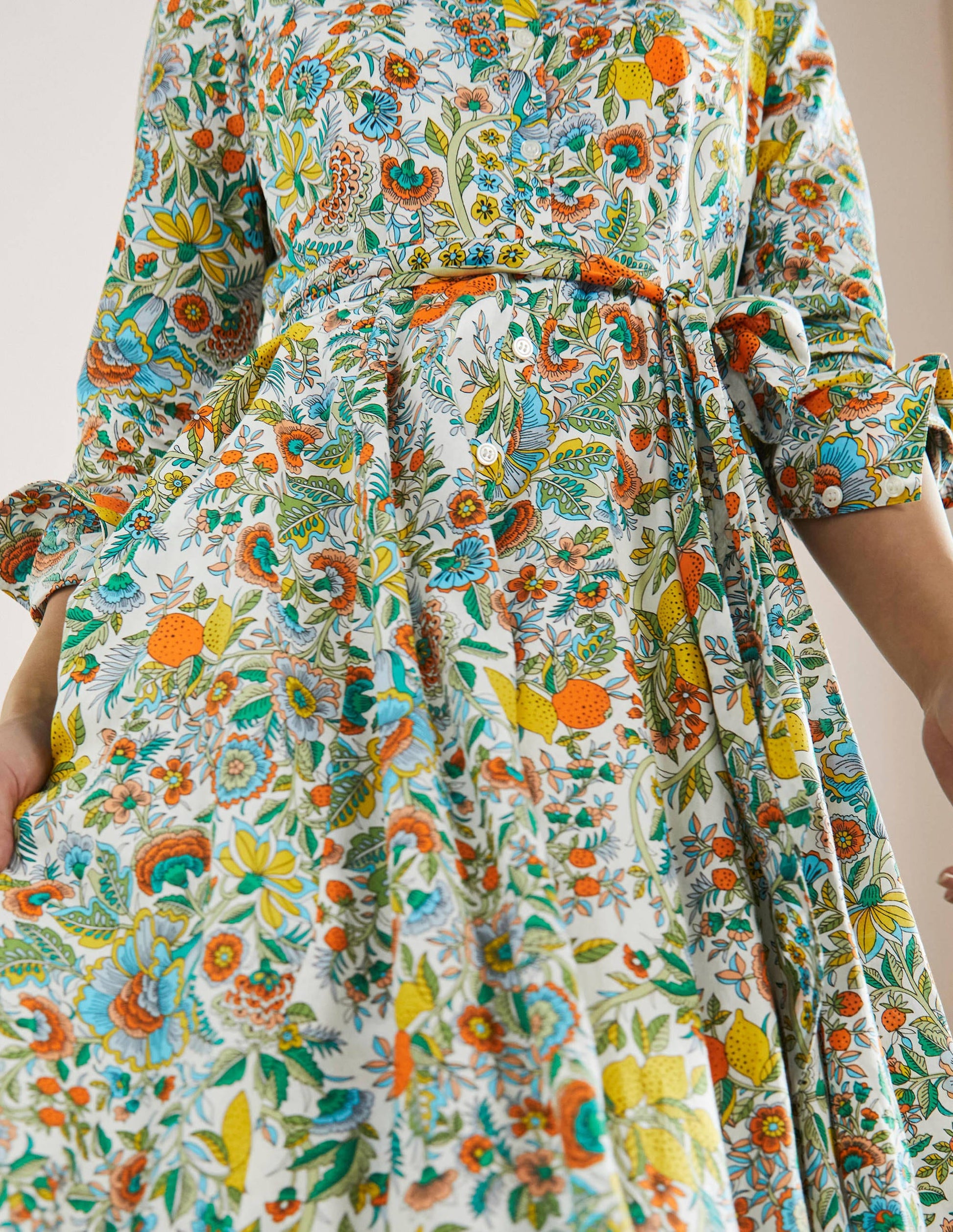 Kitty Midi Shirt Dress-Ivory, Lemon Fizz-5
