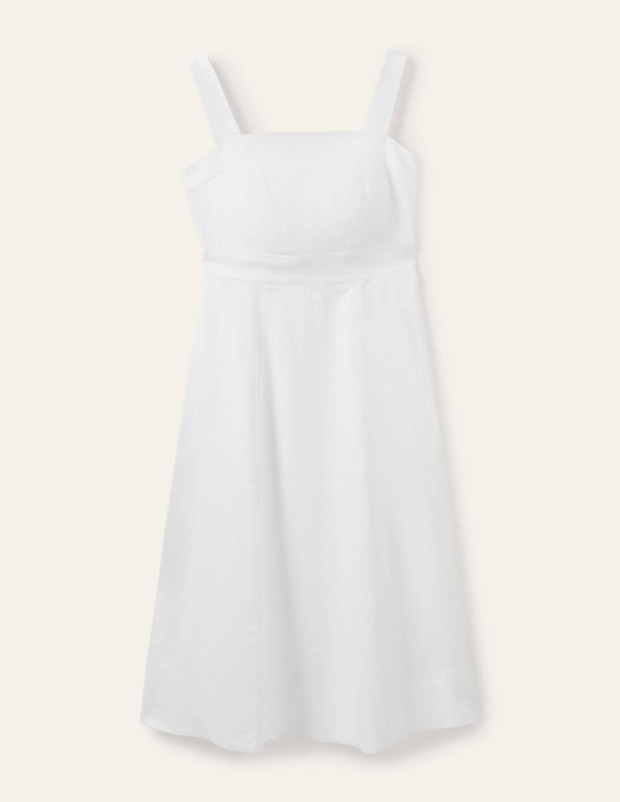 Virginie Linen Midi Dress-White - Image 5