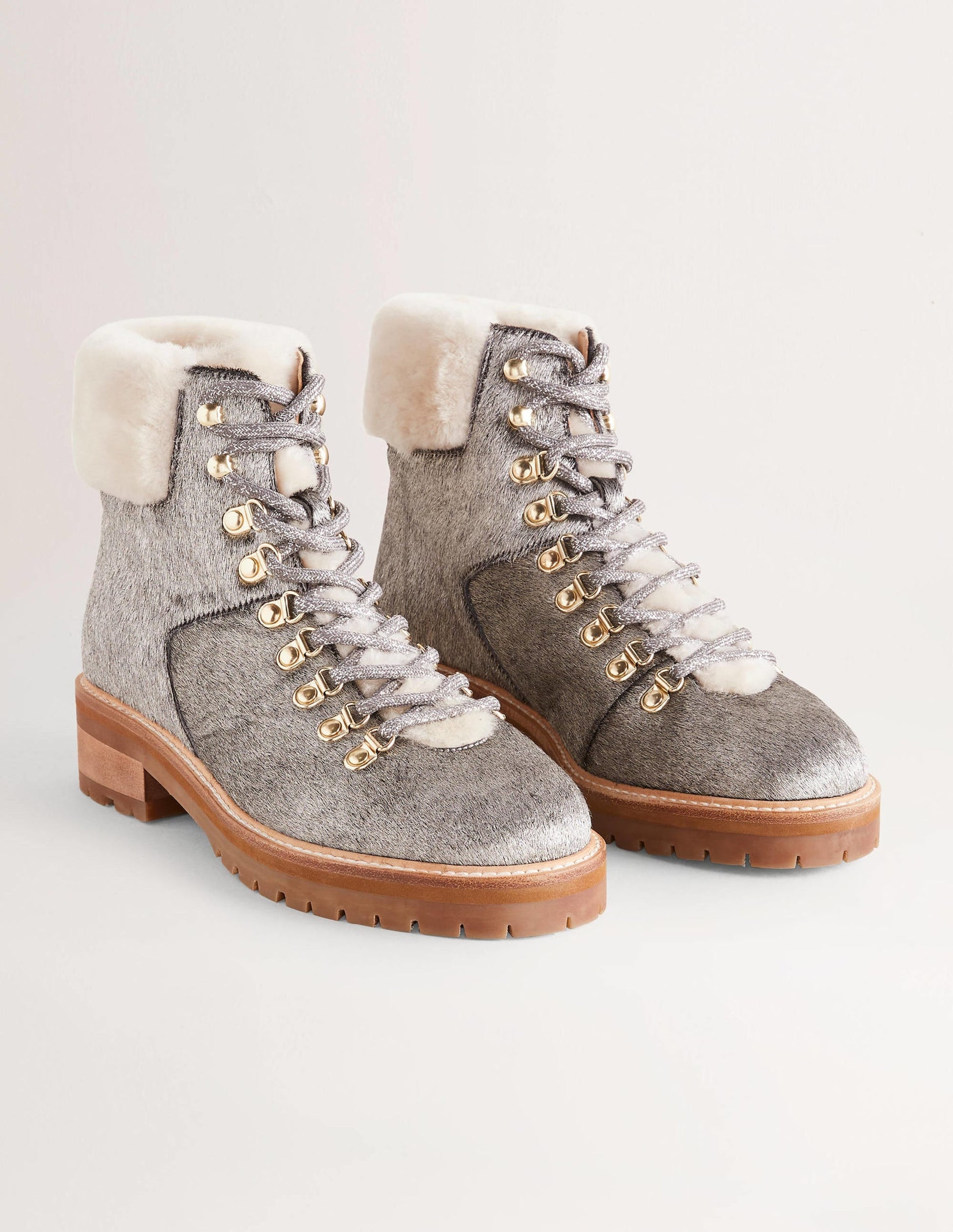 Lace-up Hiking Boots-Silver-2