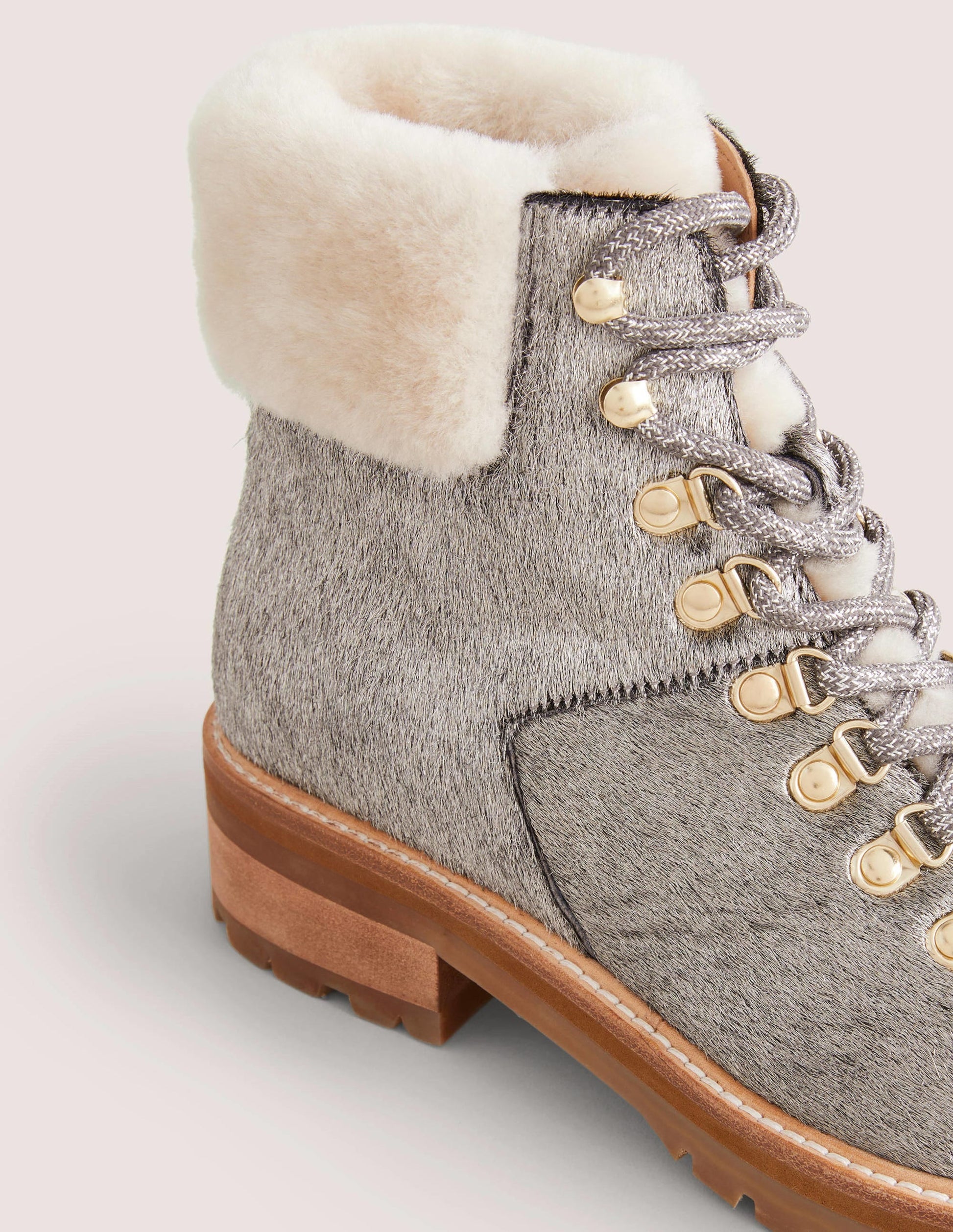 Lace-up Hiking Boots-Silver-3