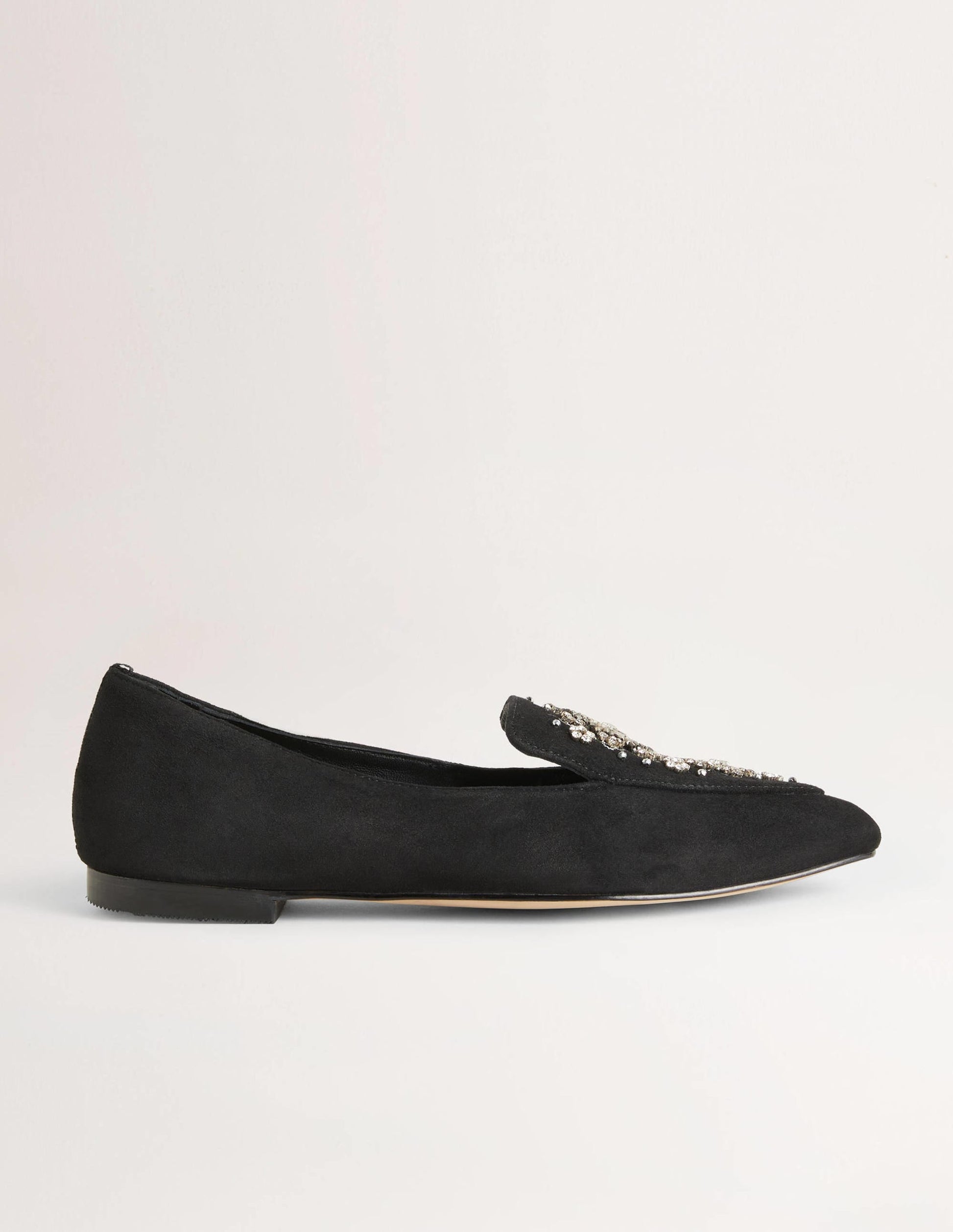 Embellished Suede Loafer-Black-1