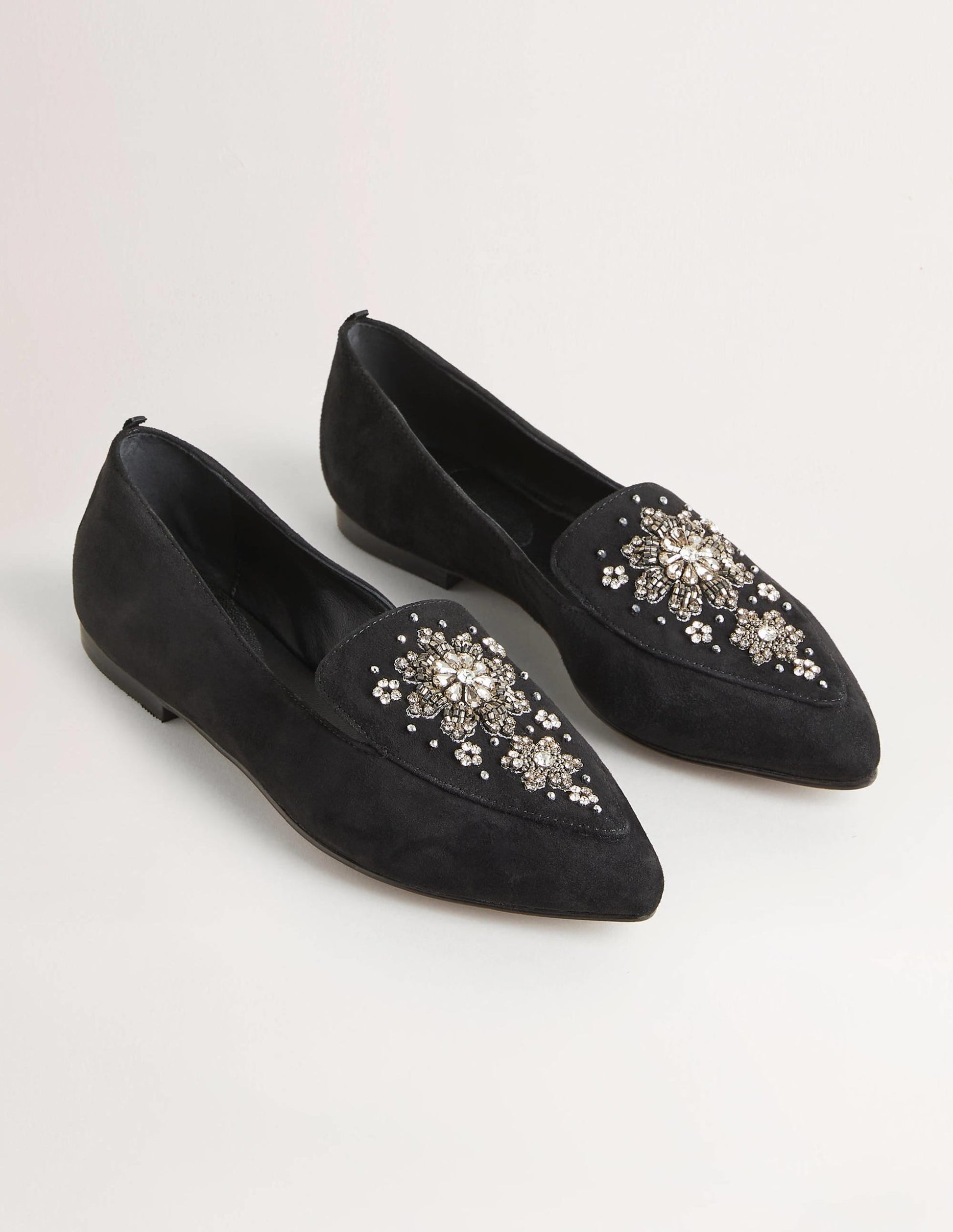 Embellished Suede Loafer-Black-2
